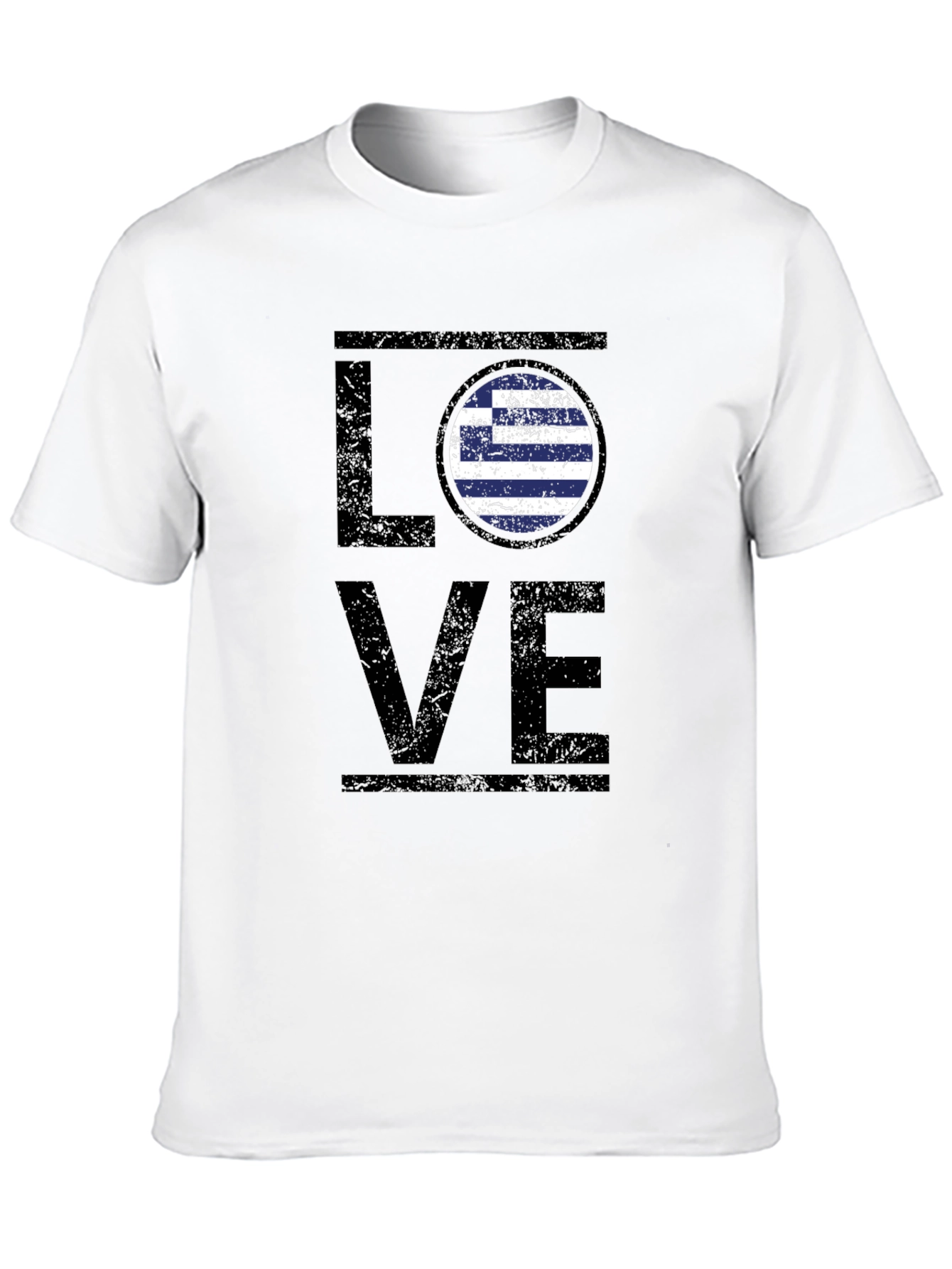 Greek Flag Love T-Shirt - Black