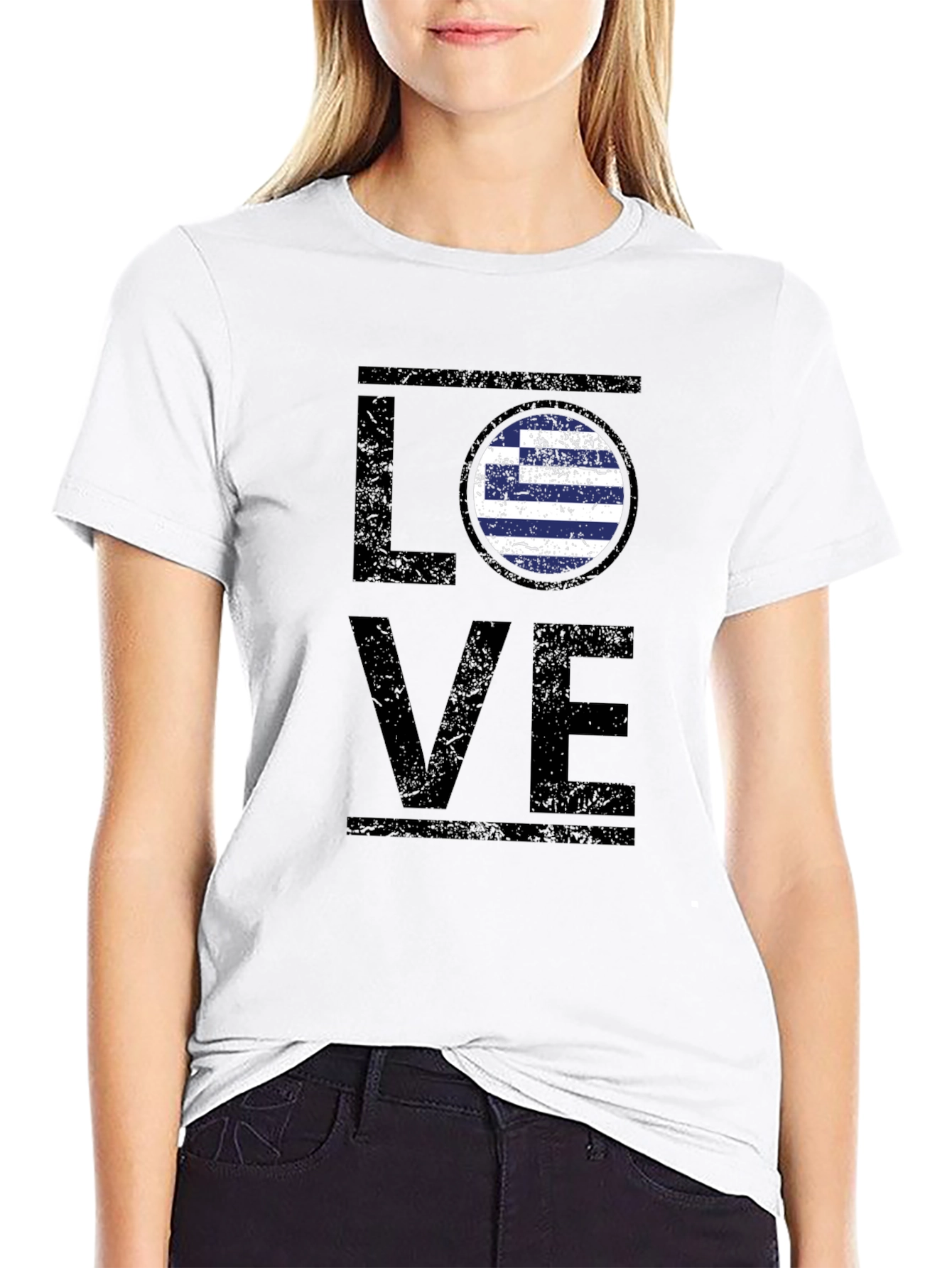 Greek Flag Love T-Shirt - Black