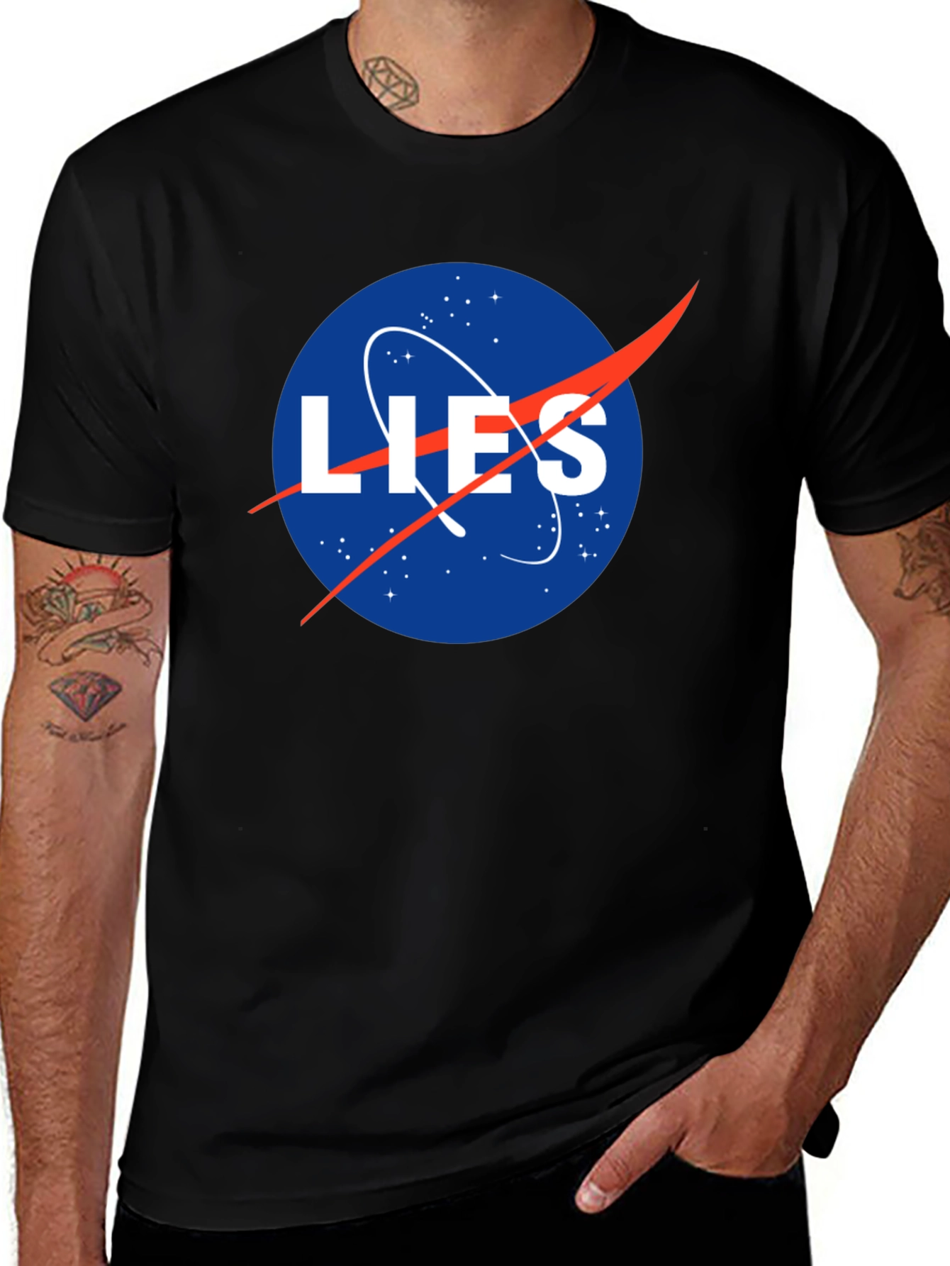 NASA LIES Spoof Graphic T-Shirt