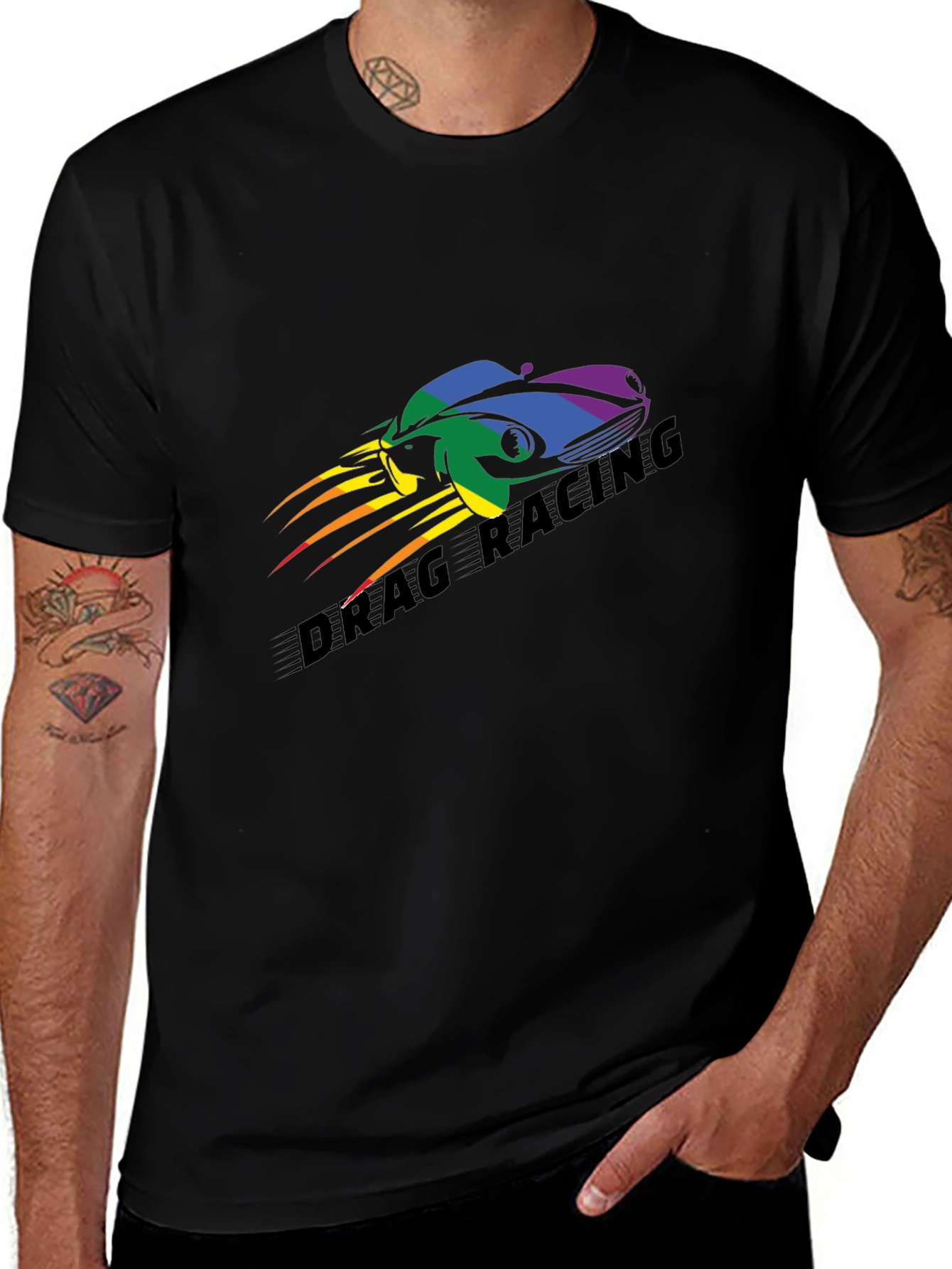 Drag Racing Pride T-Shirt - Black Car Design
