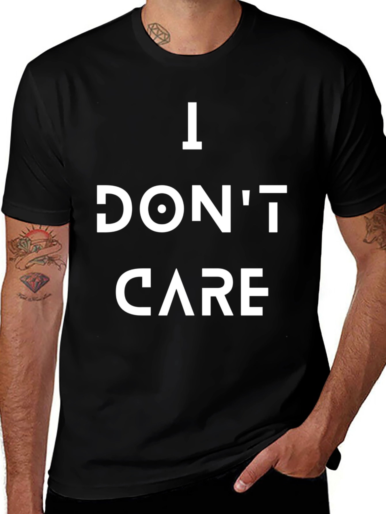 I Dont Care Graphic Tee - Black