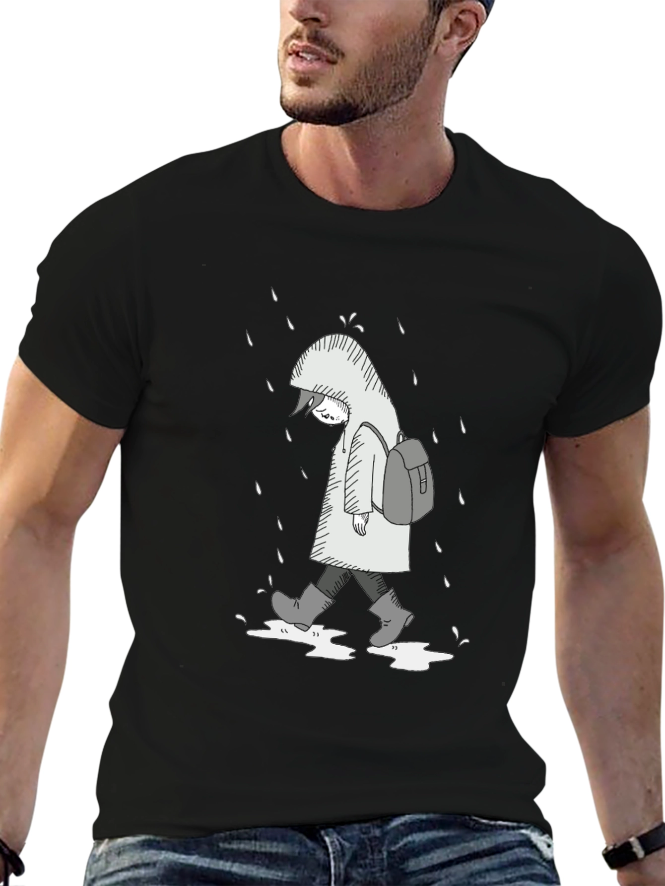 Rainy Day Graphic Tee - Unisex Black T-Shirt