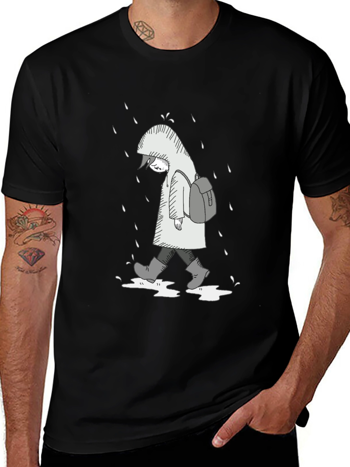 Rainy Day Graphic Tee - Unisex Black T-Shirt