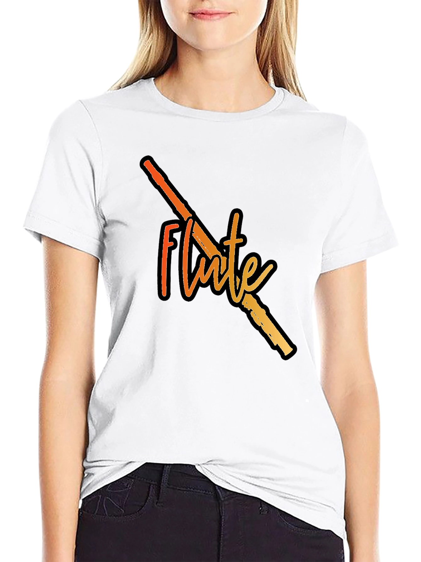 Flute Graphic Black T-Shirt