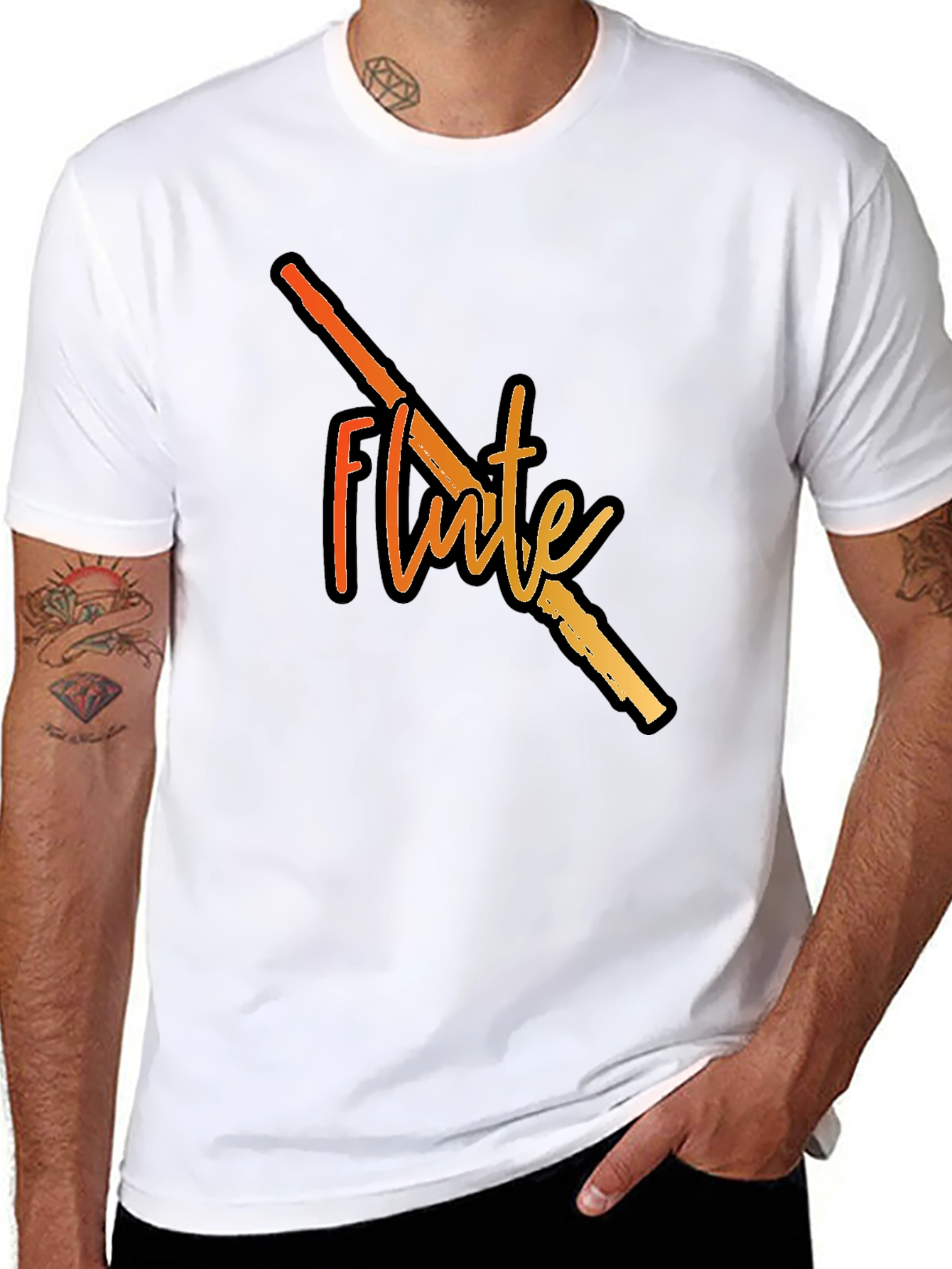 Flute Graphic Black T-Shirt