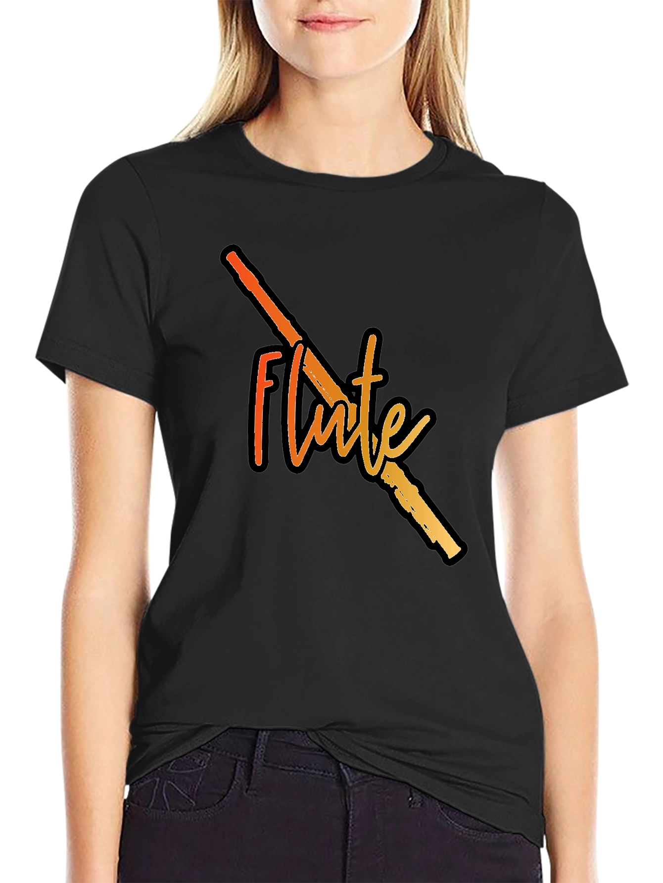 Flute Graphic Black T-Shirt