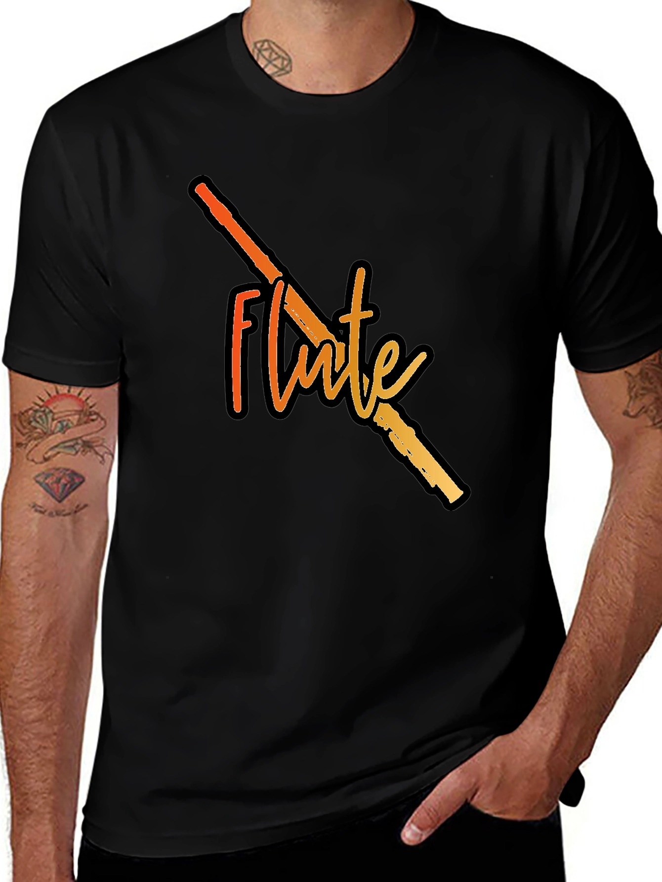Flute Graphic Black T-Shirt