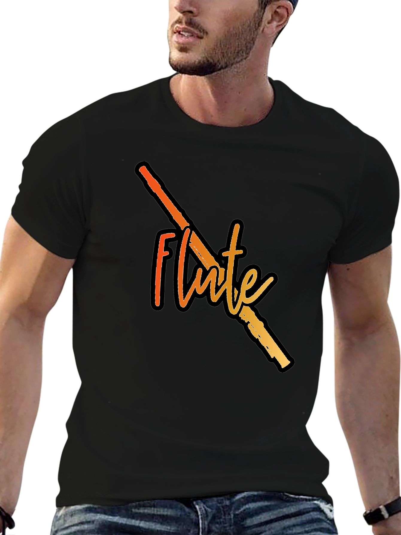 Flute Graphic Black T-Shirt