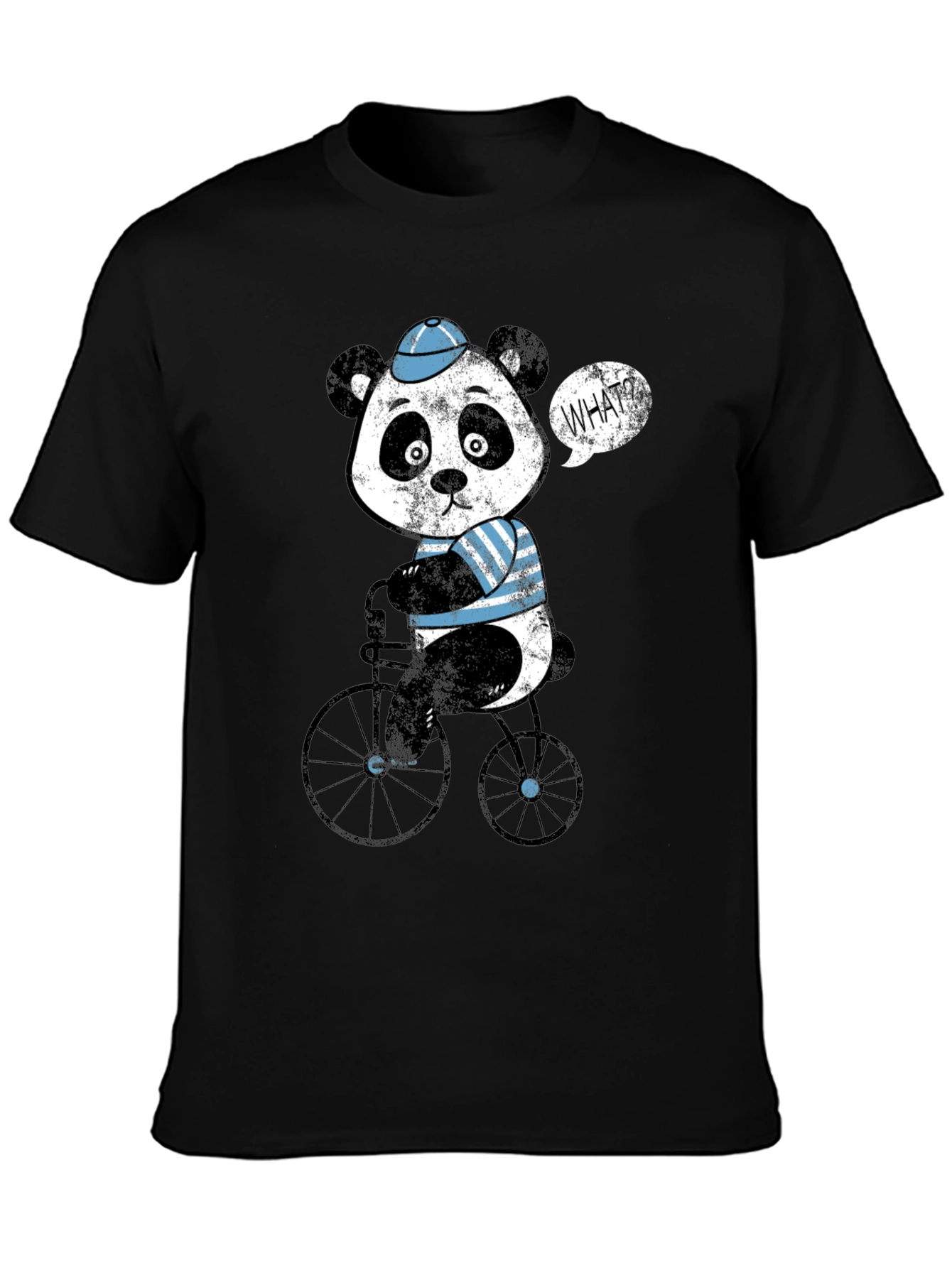 Panda on Bike Graphic Tee - Black T-Shirt