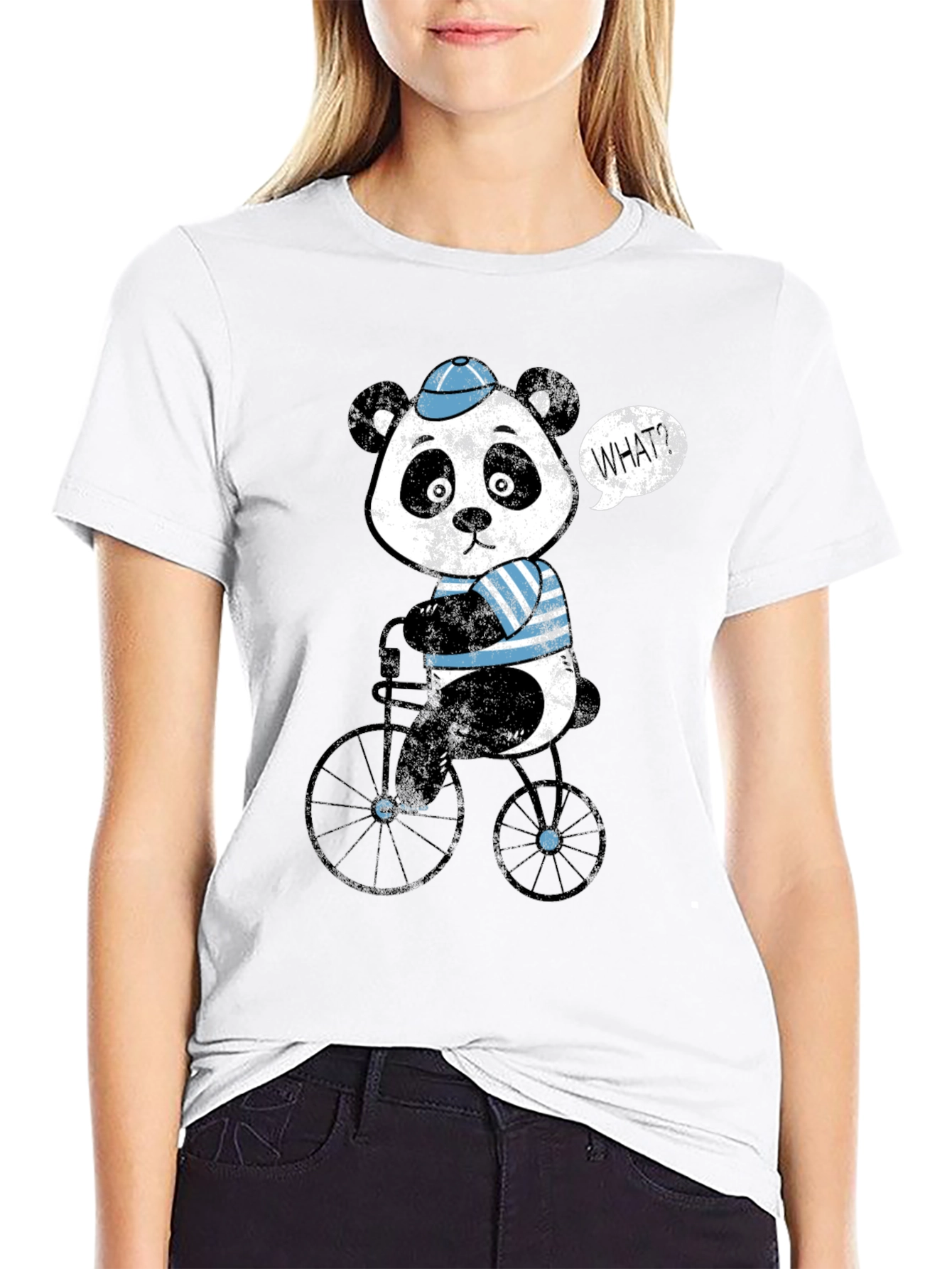 Panda on Bike Graphic Tee - Black T-Shirt