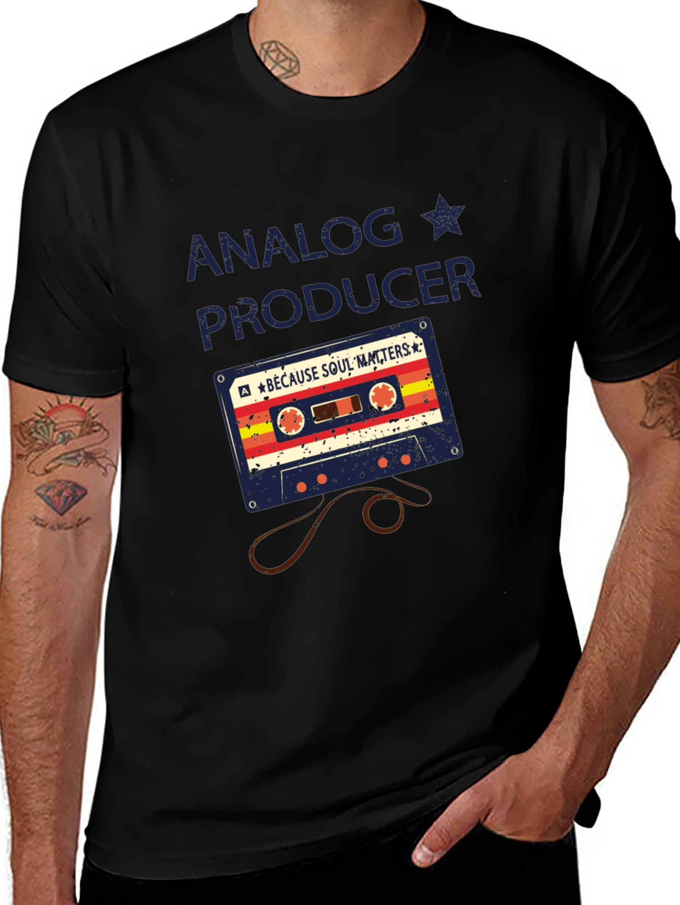 Analog Producer Cassette Tape Graphic T-Shirt