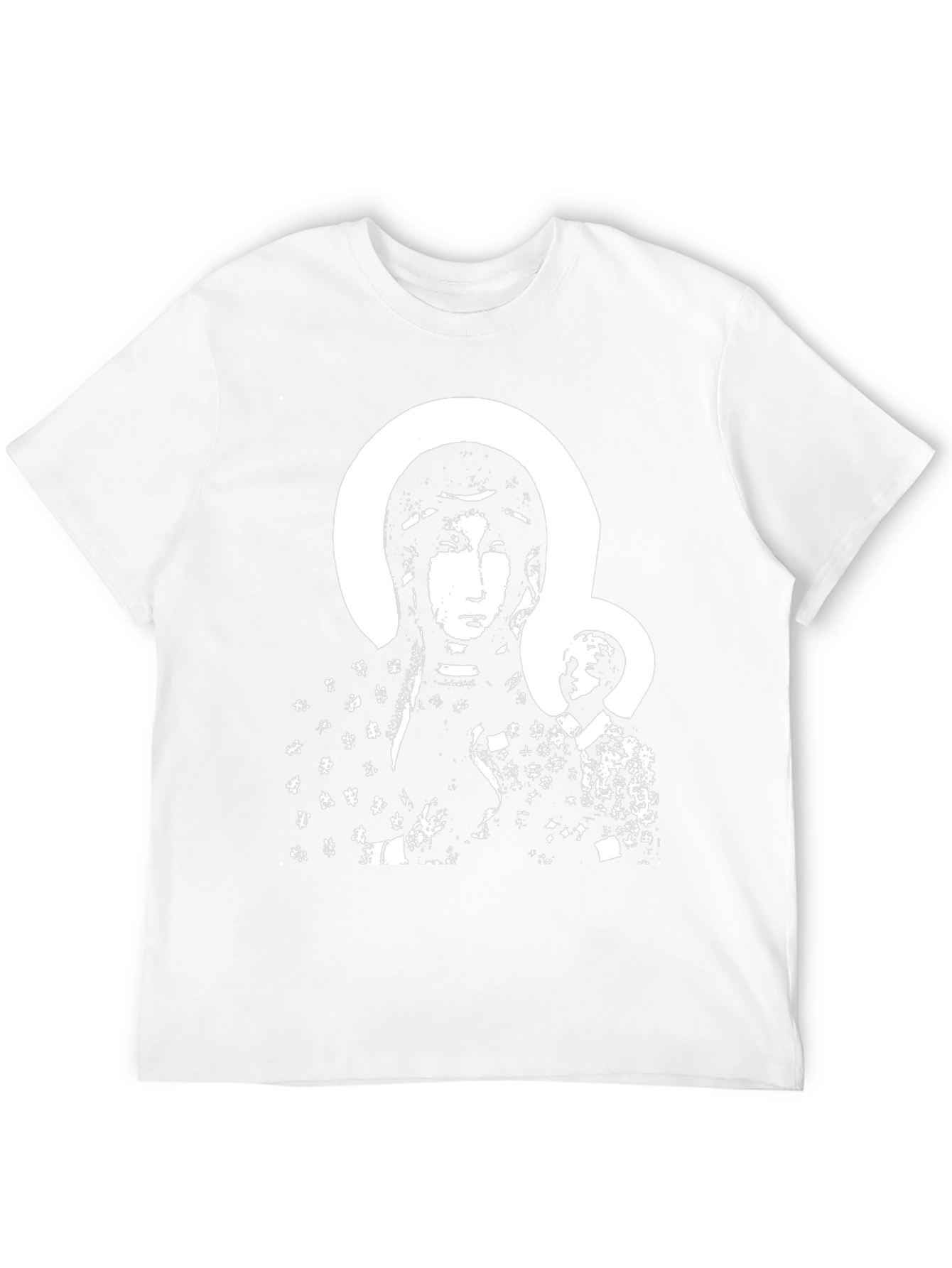 Black T-Shirt with Religious Icon Print