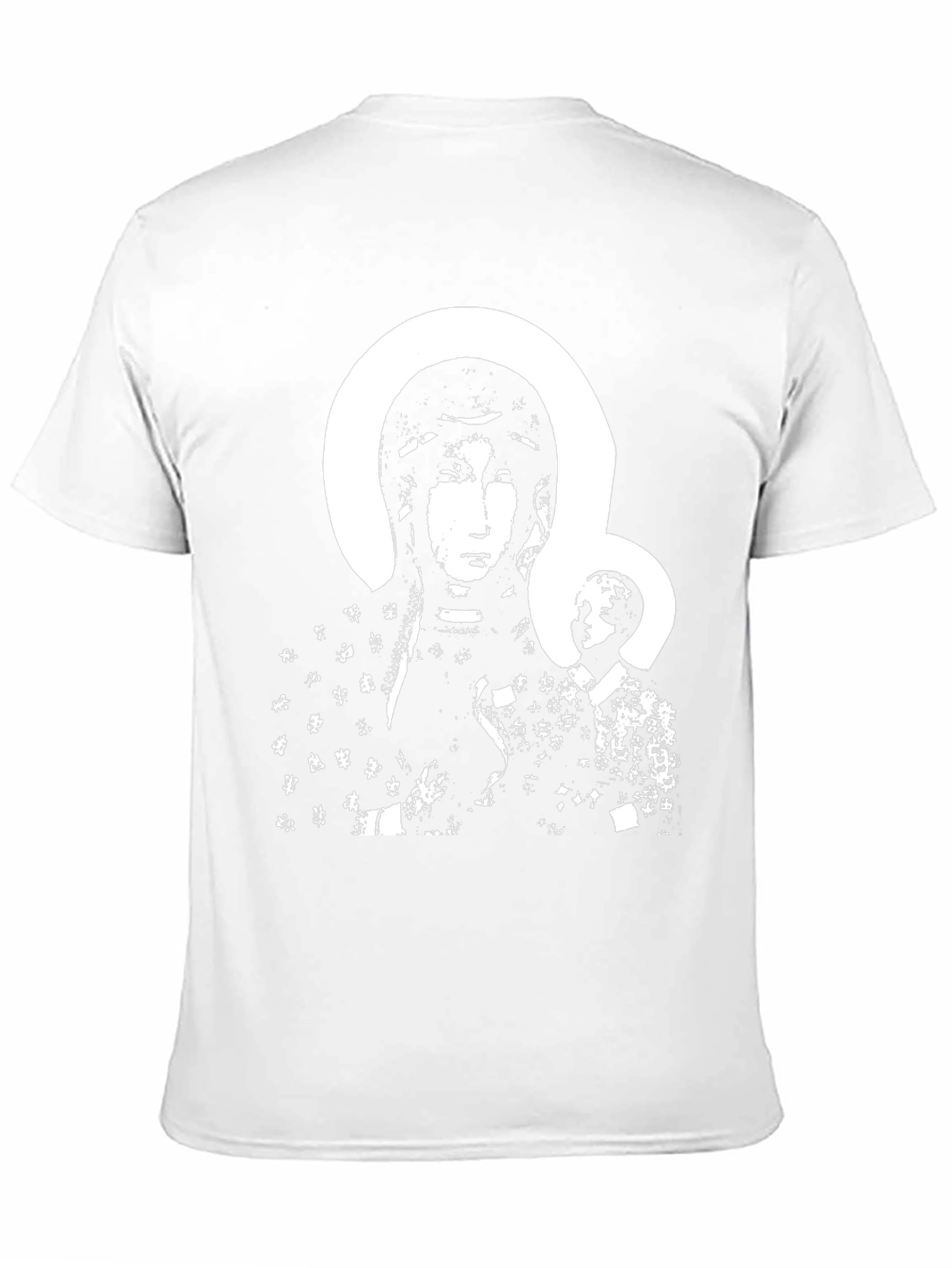 Black T-Shirt with Religious Icon Print