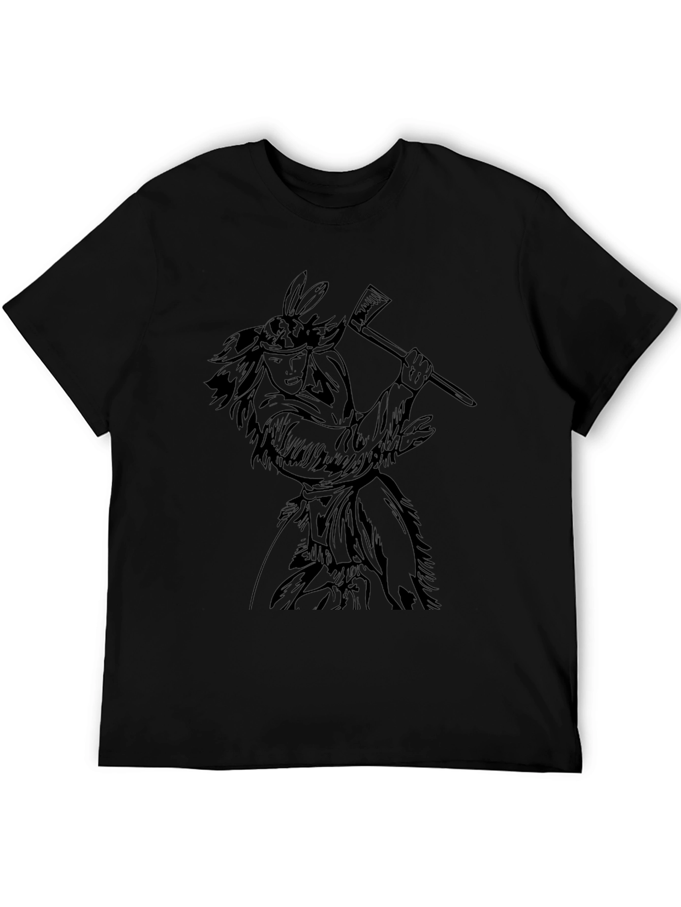 Native American Warrior Graphic Tee - Black