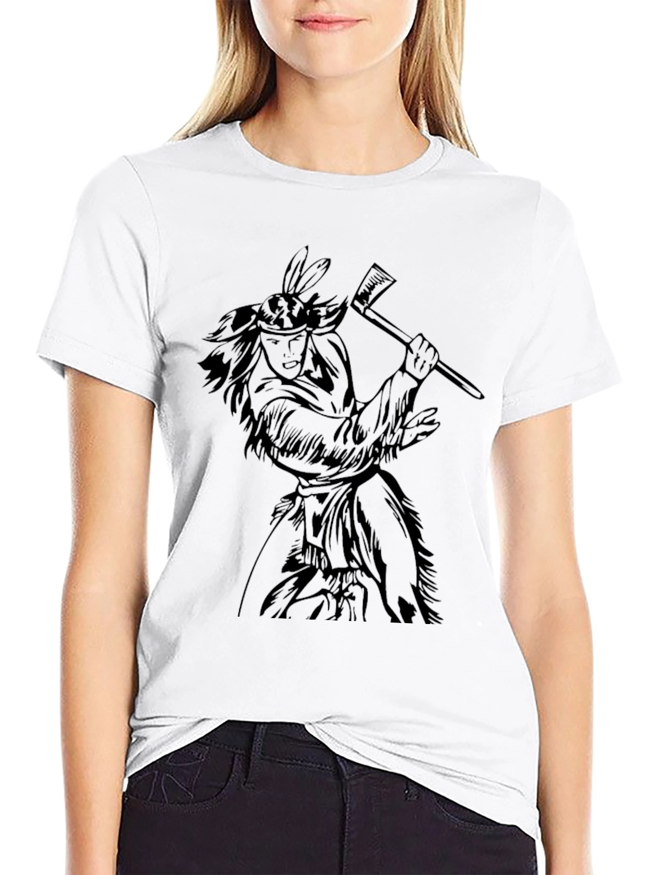 Native American Warrior Graphic Tee - Black