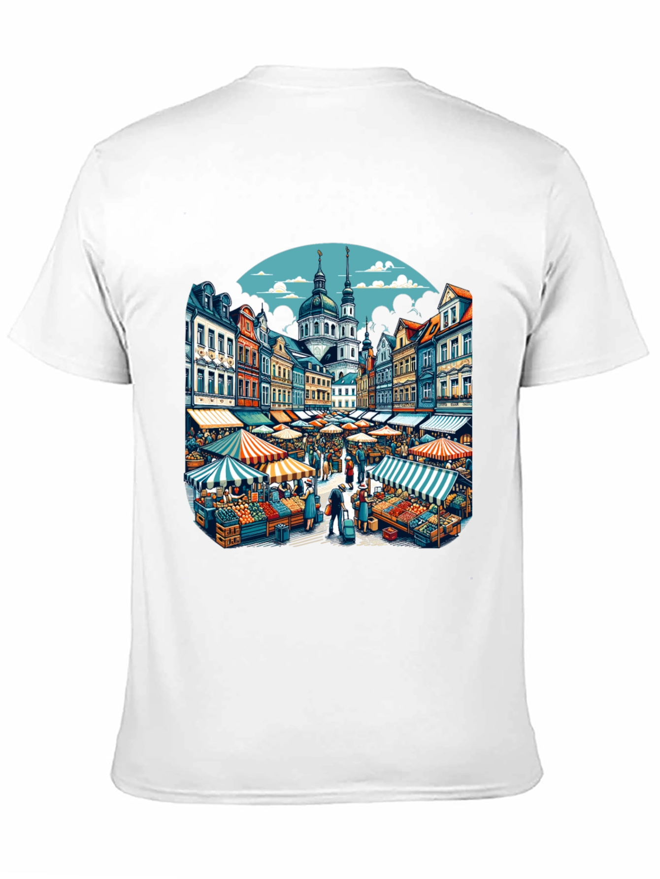 Market Scene Graphic T-Shirt