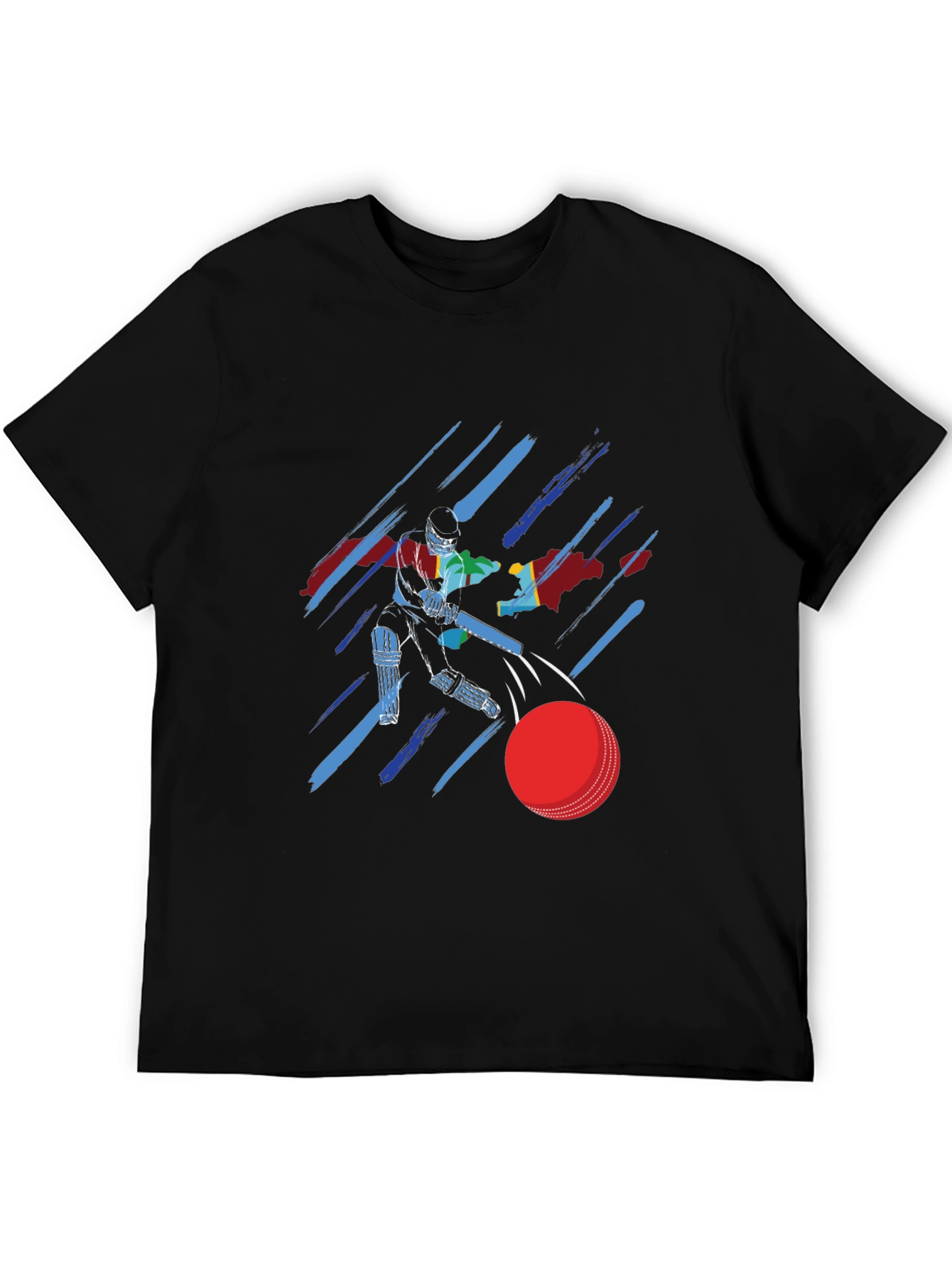 Cricket Player Graphic Tee - Sporty Black T-Shirt