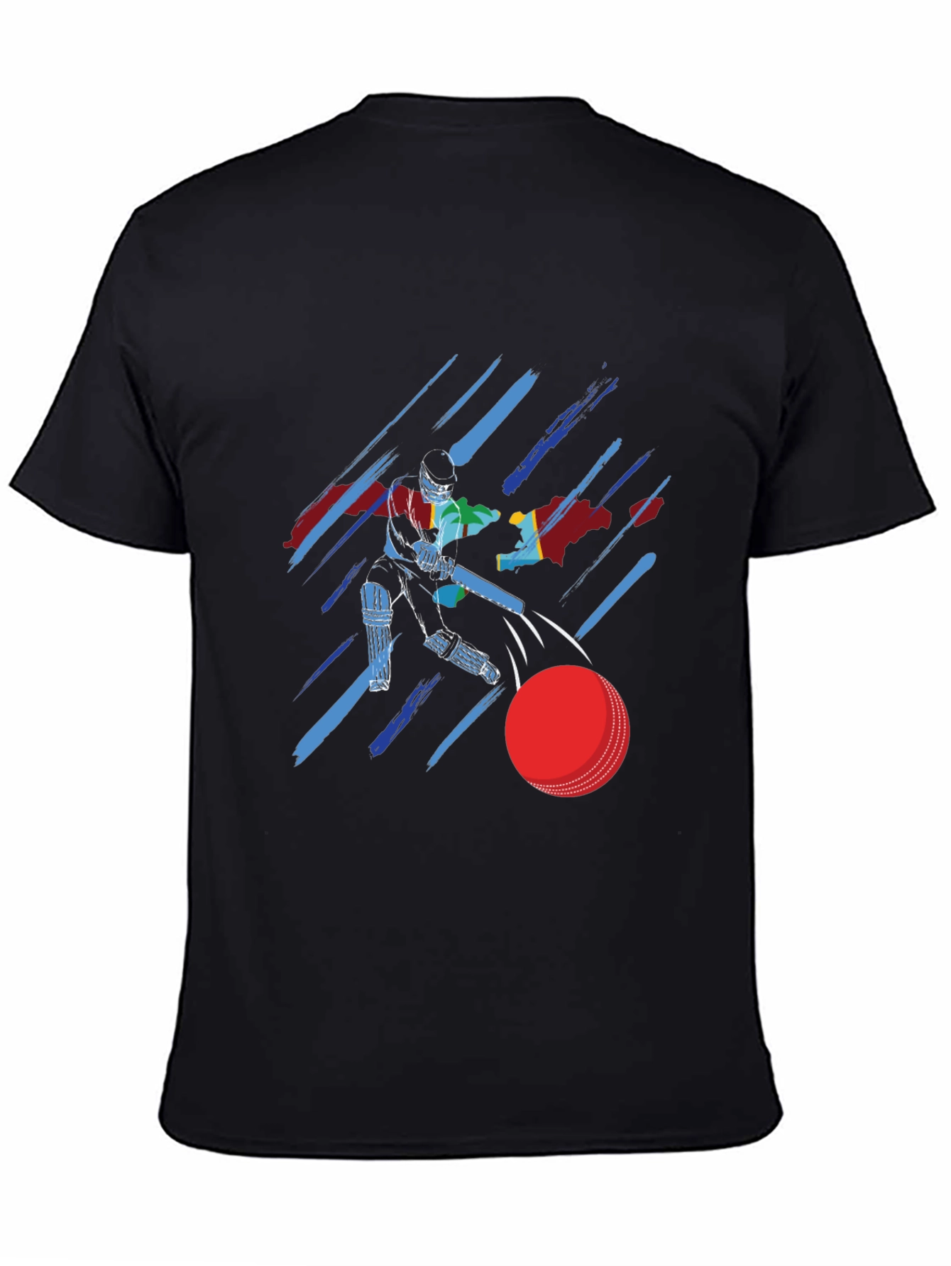 Cricket Player Graphic Tee - Sporty Black T-Shirt