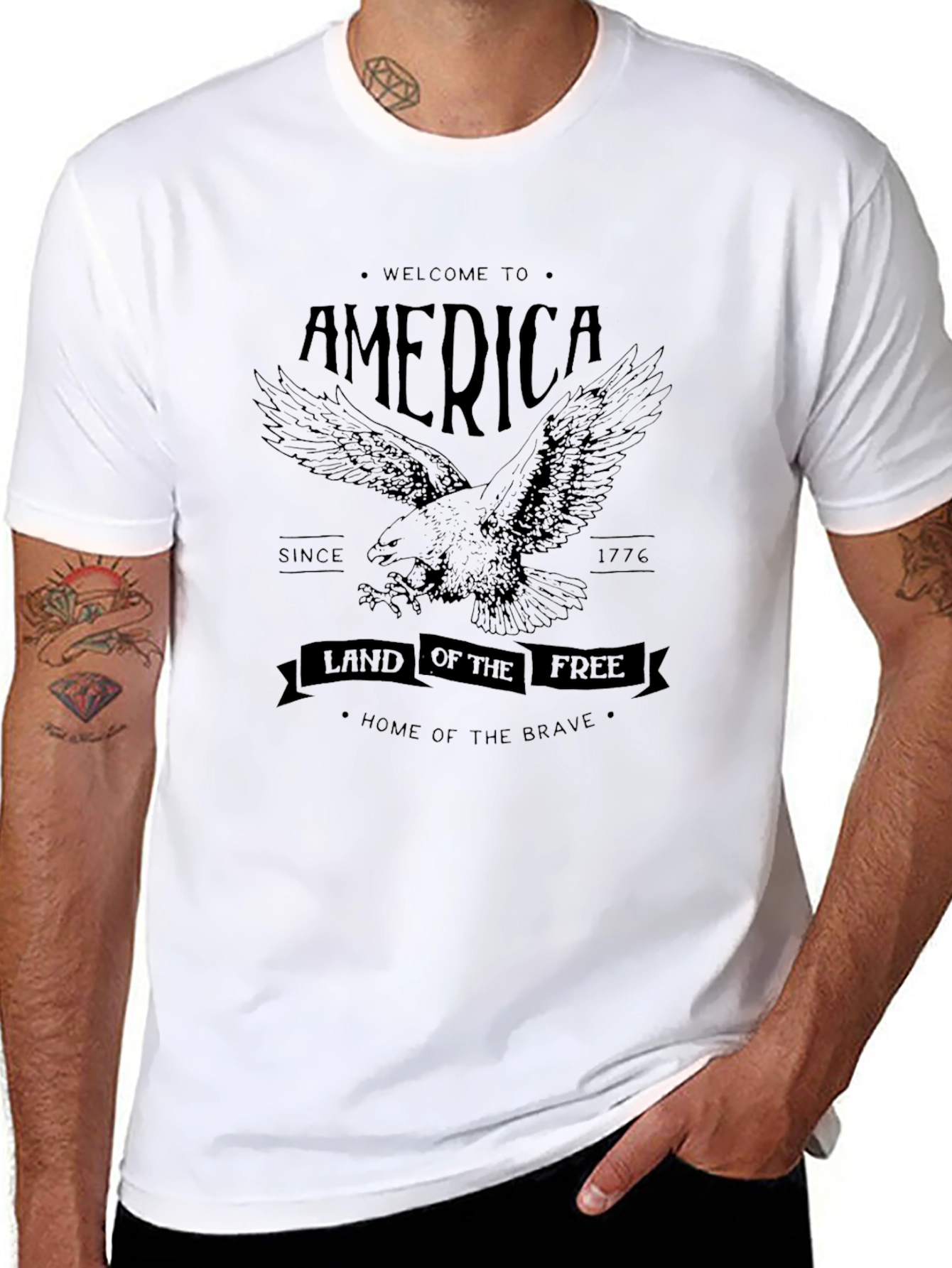 American Pride Eagle Graphic Tee - Black