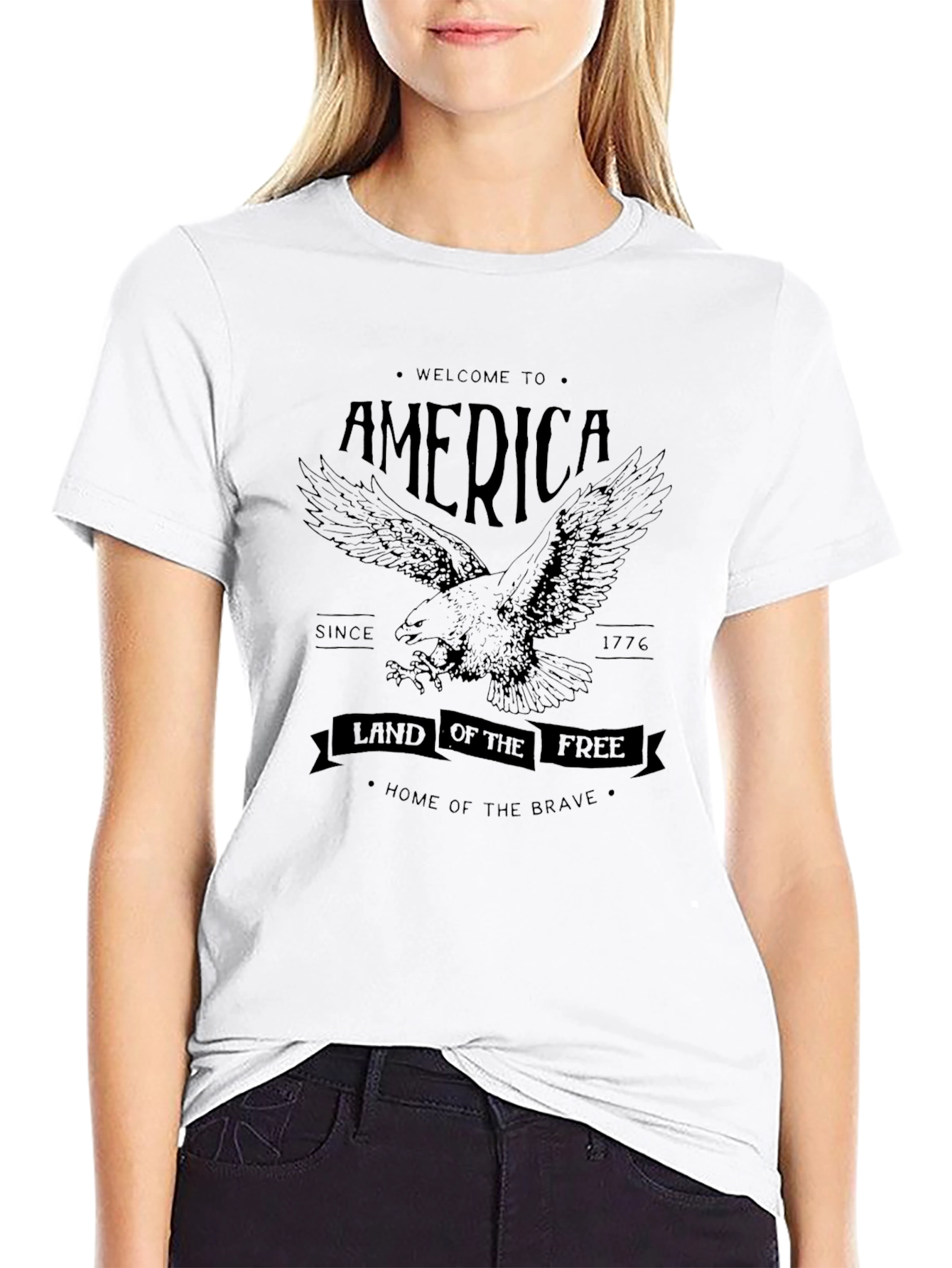 American Pride Eagle Graphic Tee - Black