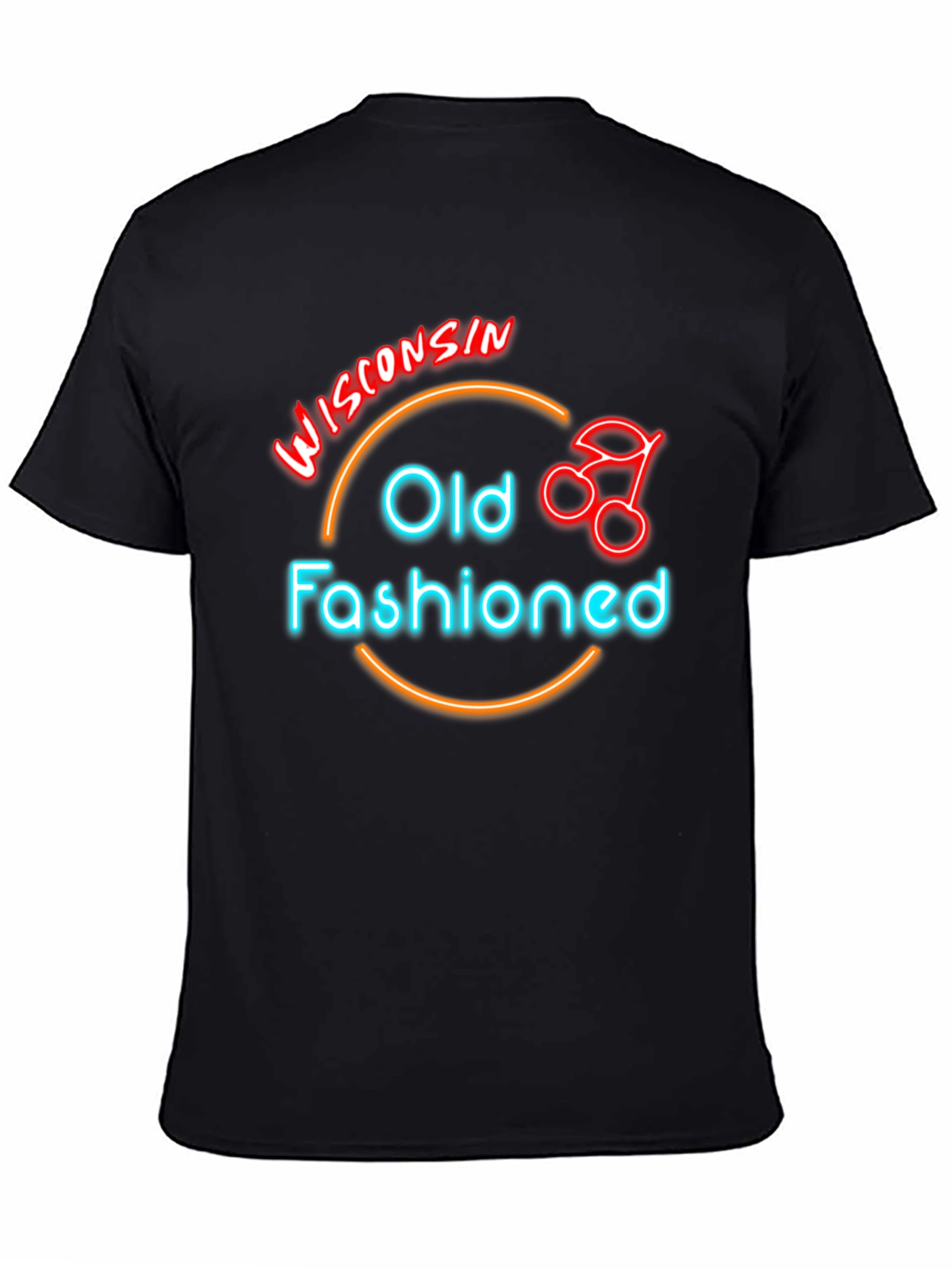 Wisconsin Old Fashioned Cocktail Neon T-Shirt