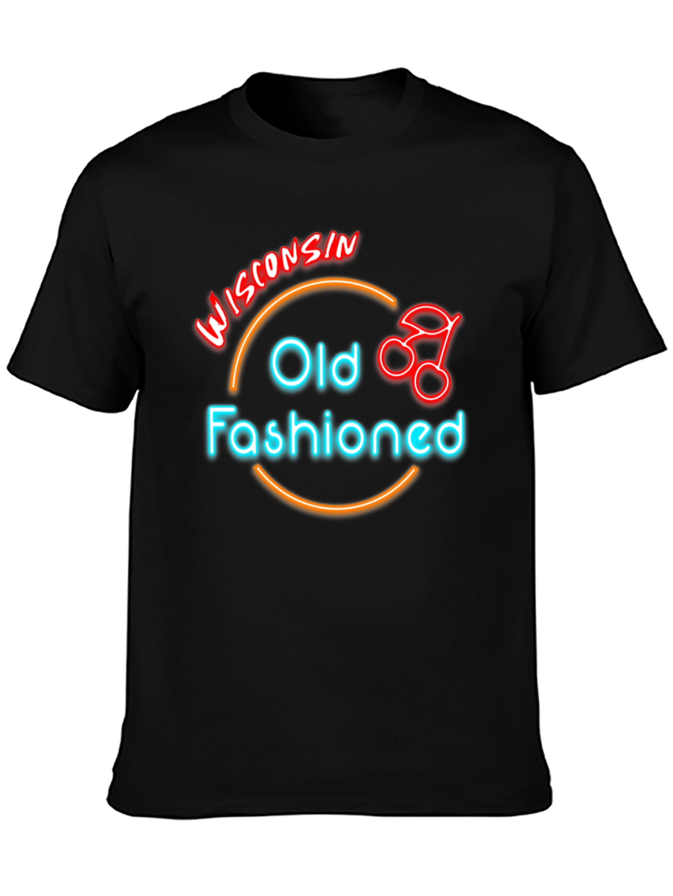 Wisconsin Old Fashioned Cocktail Neon T-Shirt