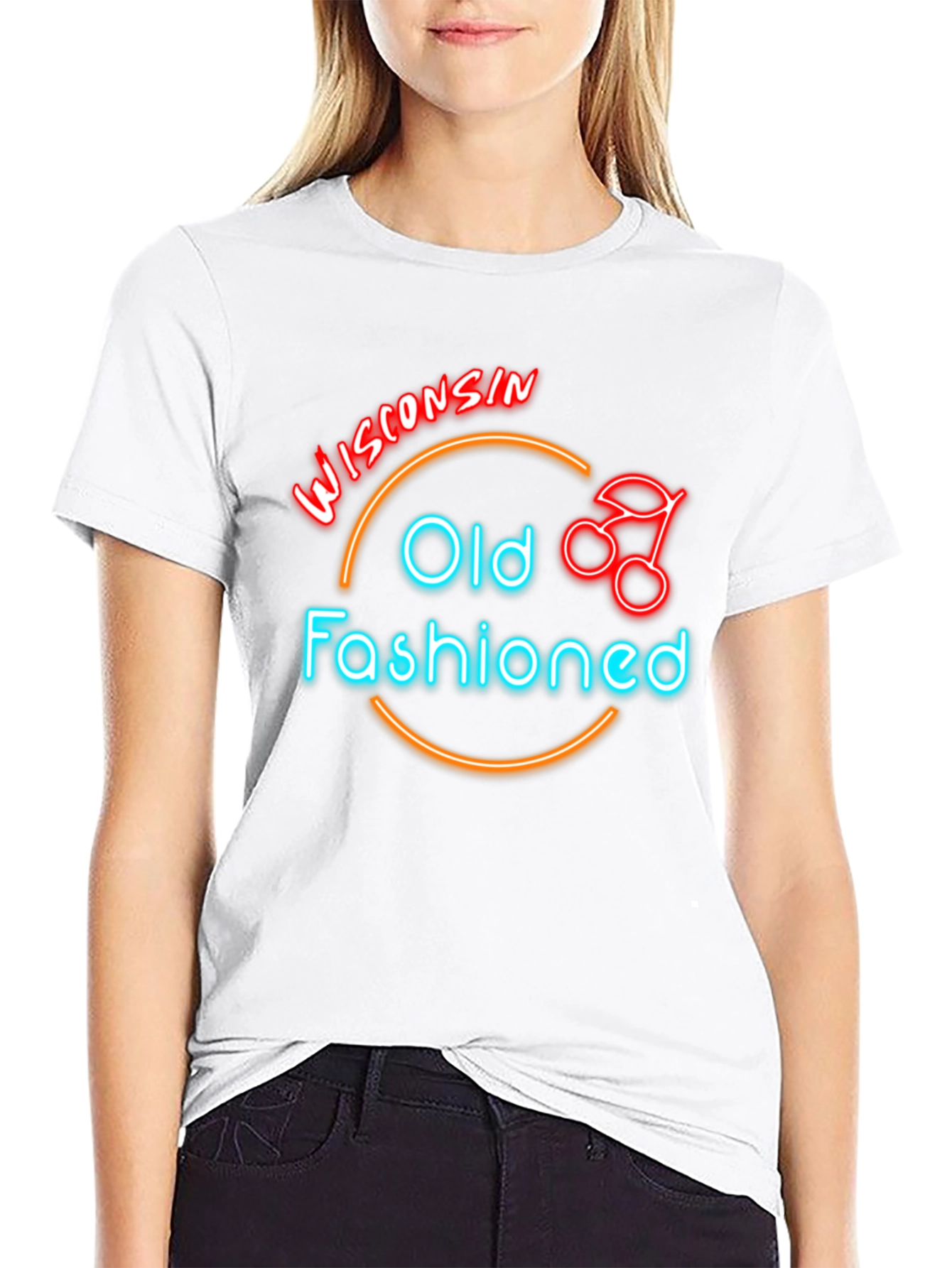 Wisconsin Old Fashioned Cocktail Neon T-Shirt