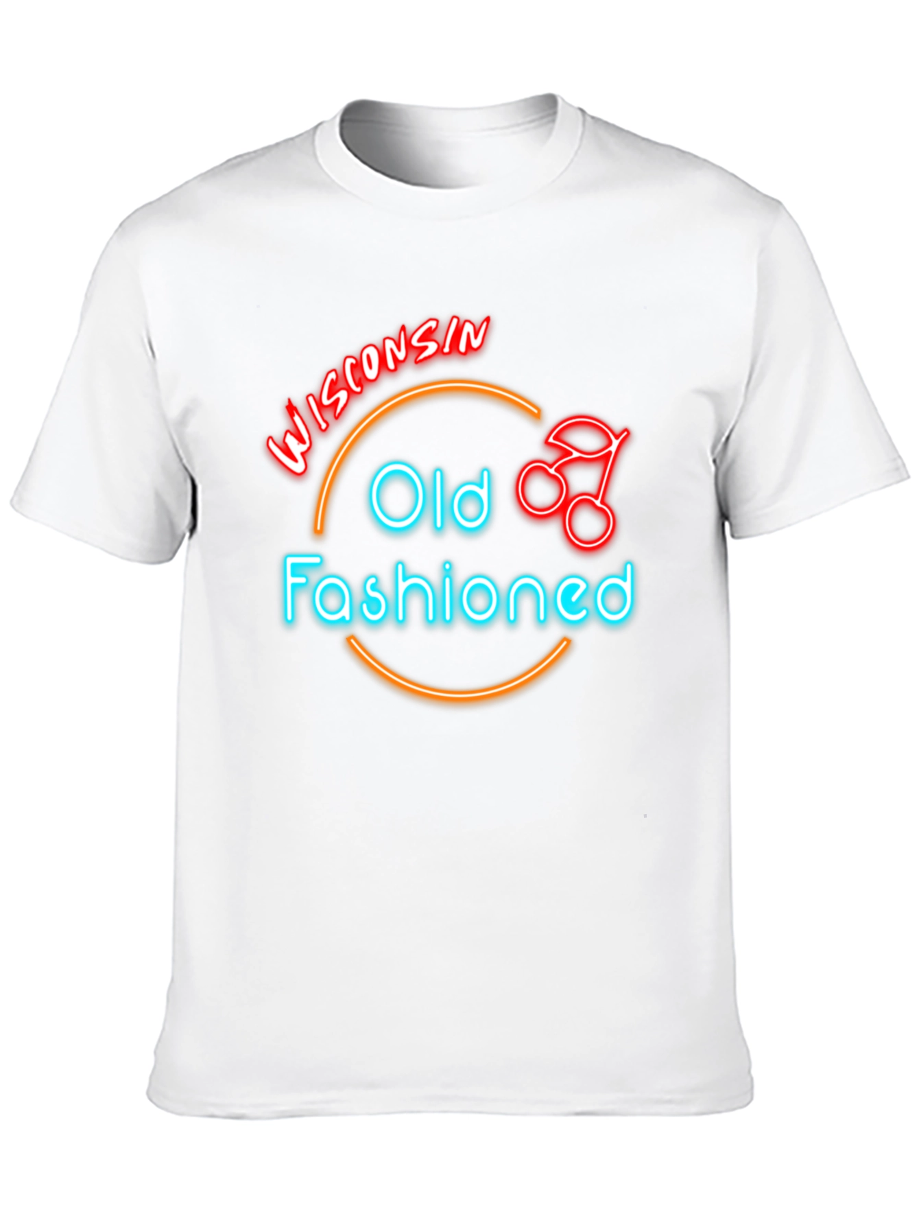 Wisconsin Old Fashioned Cocktail Neon T-Shirt
