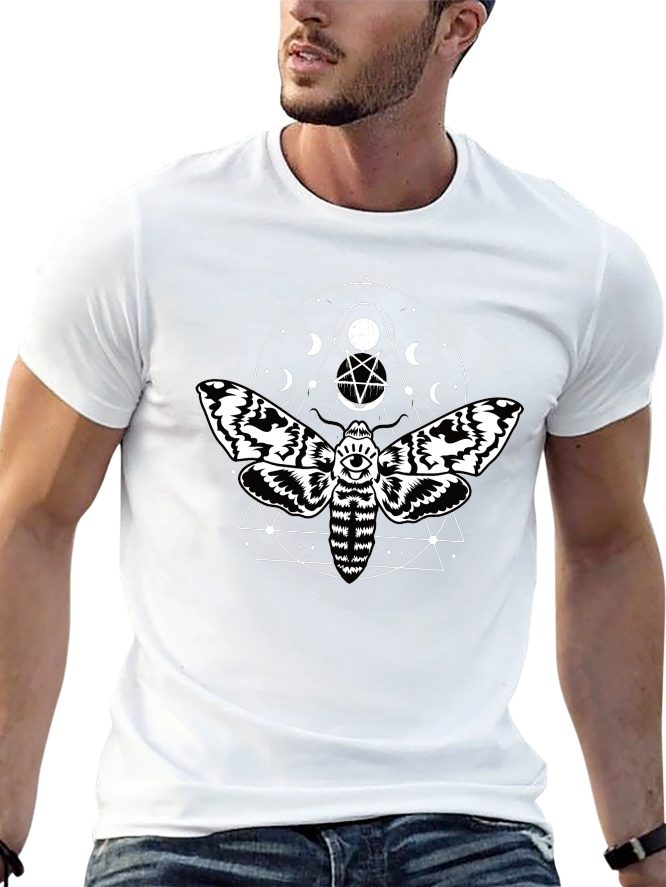 Moth Graphic Tee - Occult Inspired Black T-Shirt