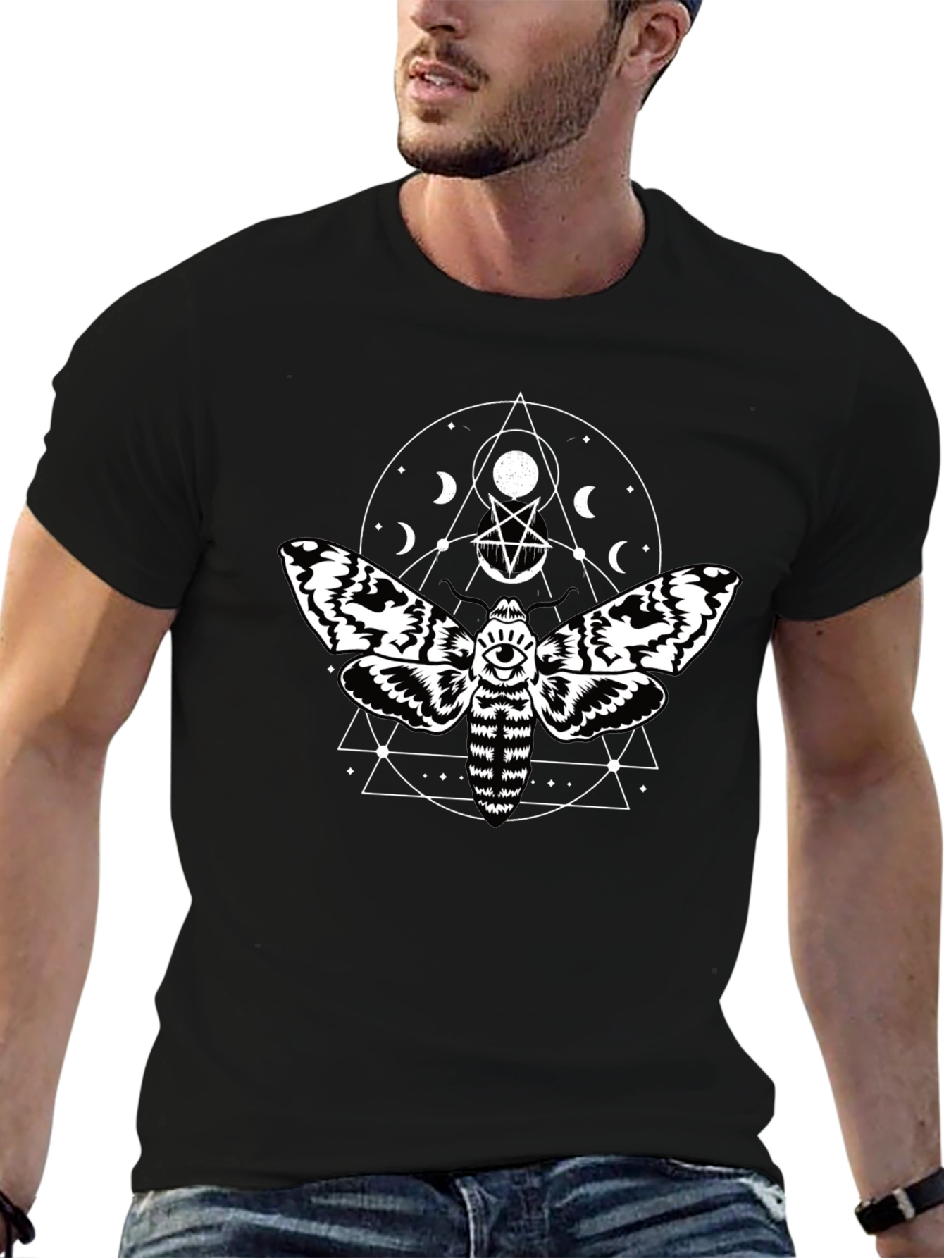 Moth Graphic Tee - Occult Inspired Black T-Shirt