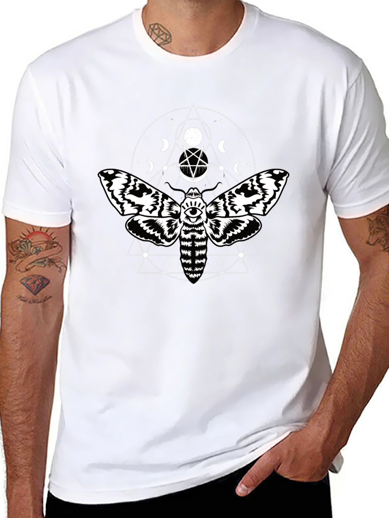 Moth Graphic Tee - Occult Inspired Black T-Shirt
