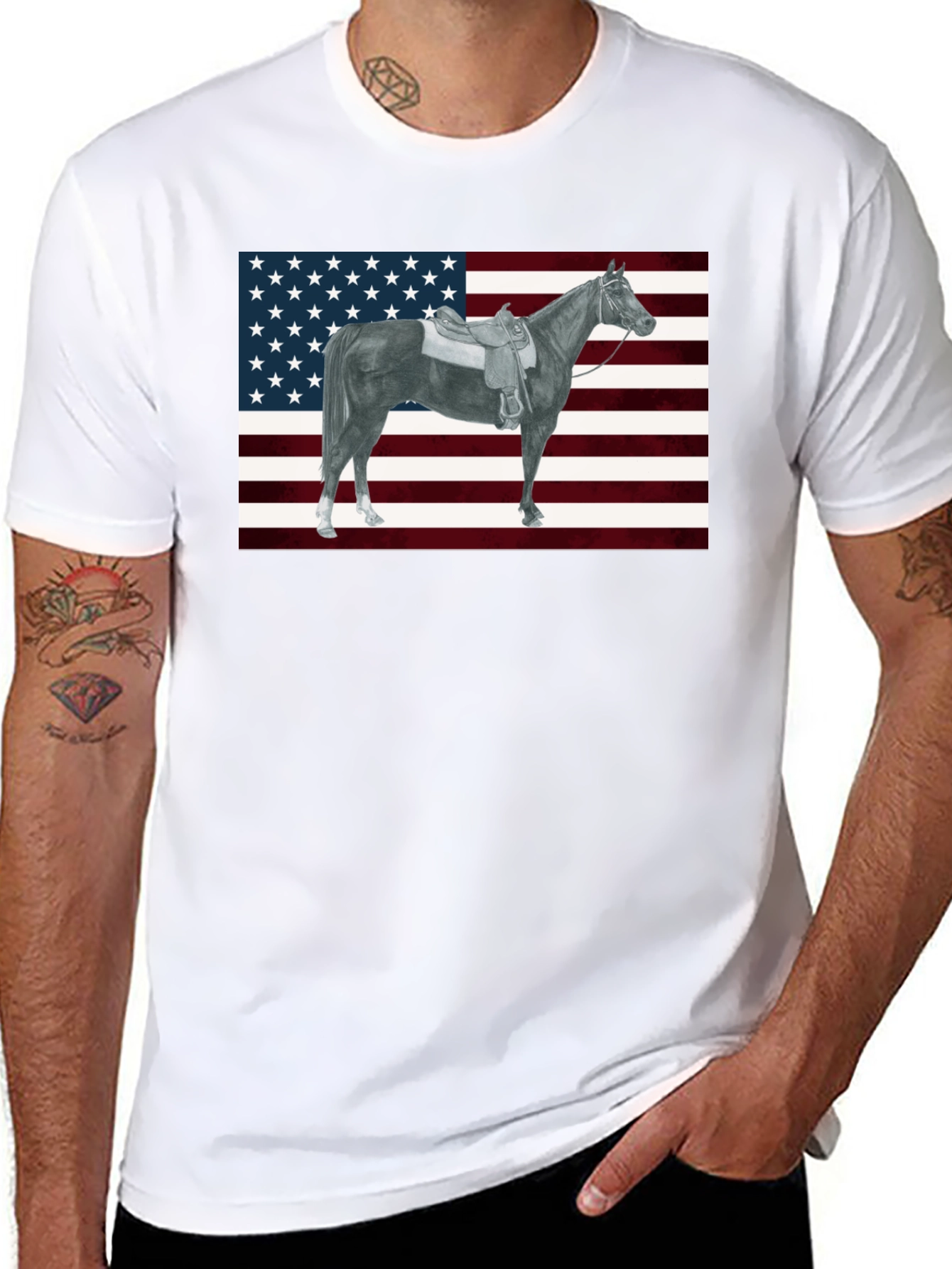 American Flag Horse Graphic Tee