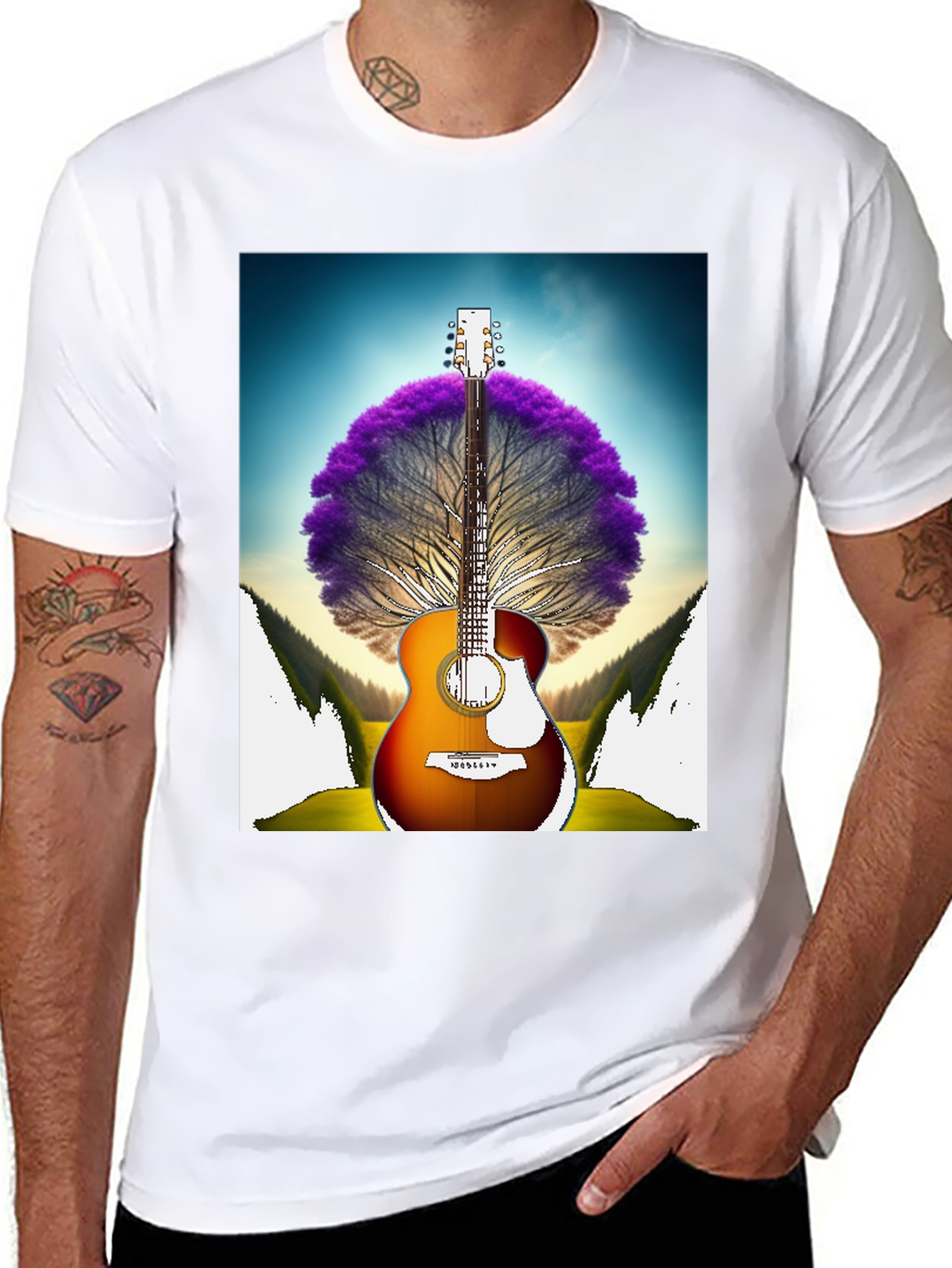 Guitar Tree Graphic Tee - Music Lover Shirt