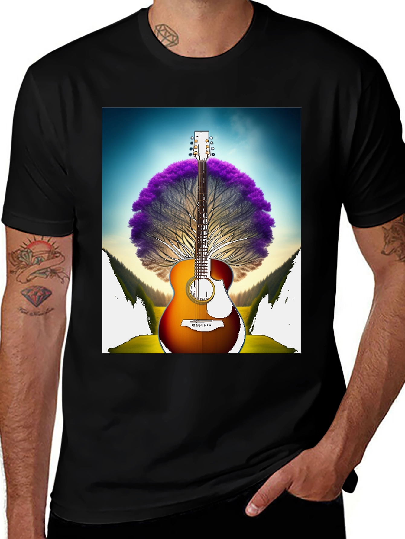 Guitar Tree Graphic Tee - Music Lover Shirt
