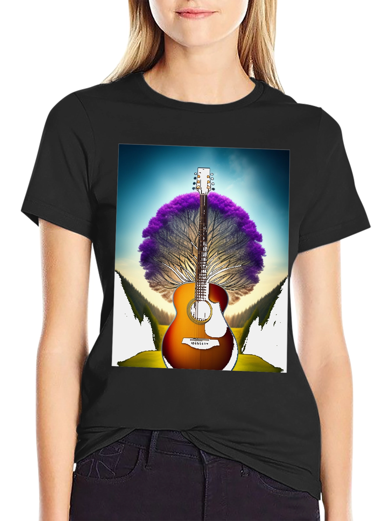 Guitar Tree Graphic Tee - Music Lover Shirt