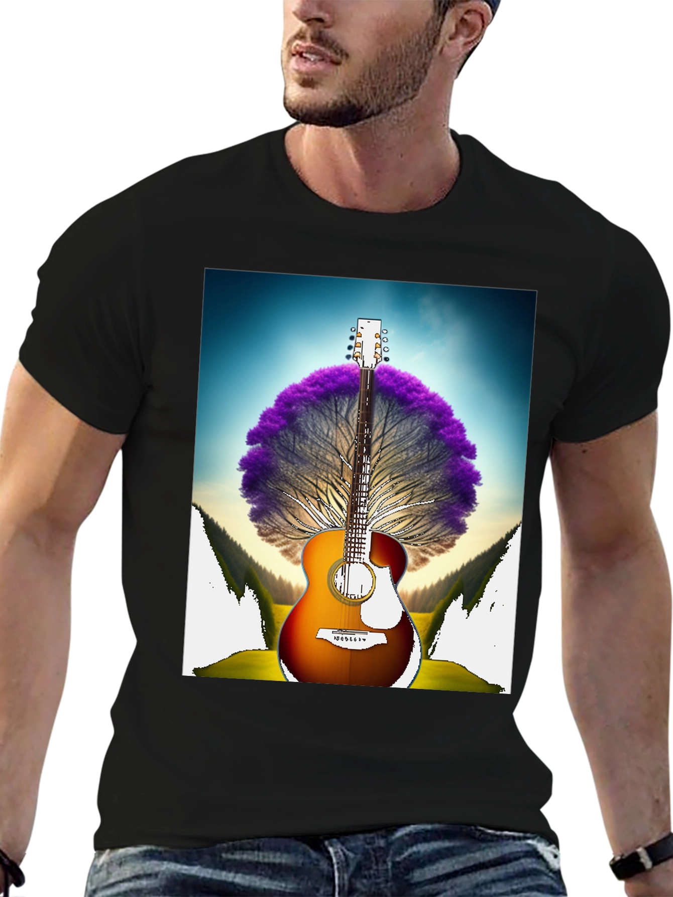 Guitar Tree Graphic Tee - Music Lover Shirt