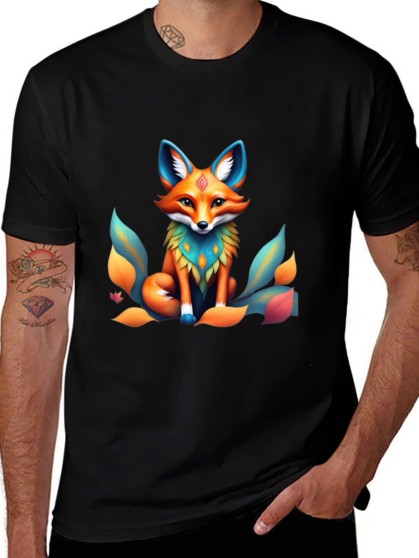 Fox Graphic Tee - Artistic Animal Design