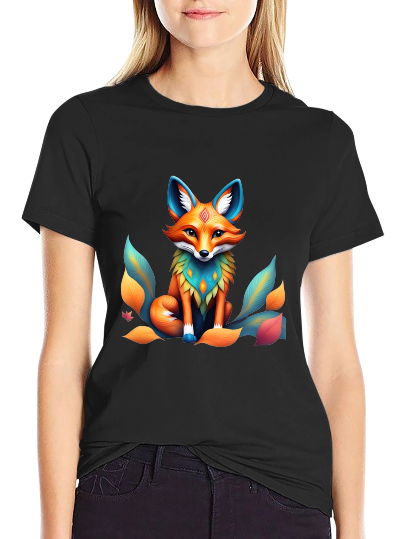 Fox Graphic Tee - Artistic Animal Design