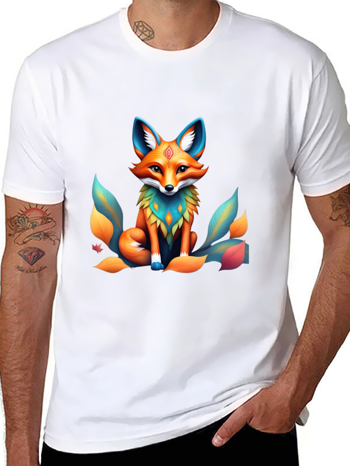Fox Graphic Tee - Artistic Animal Design