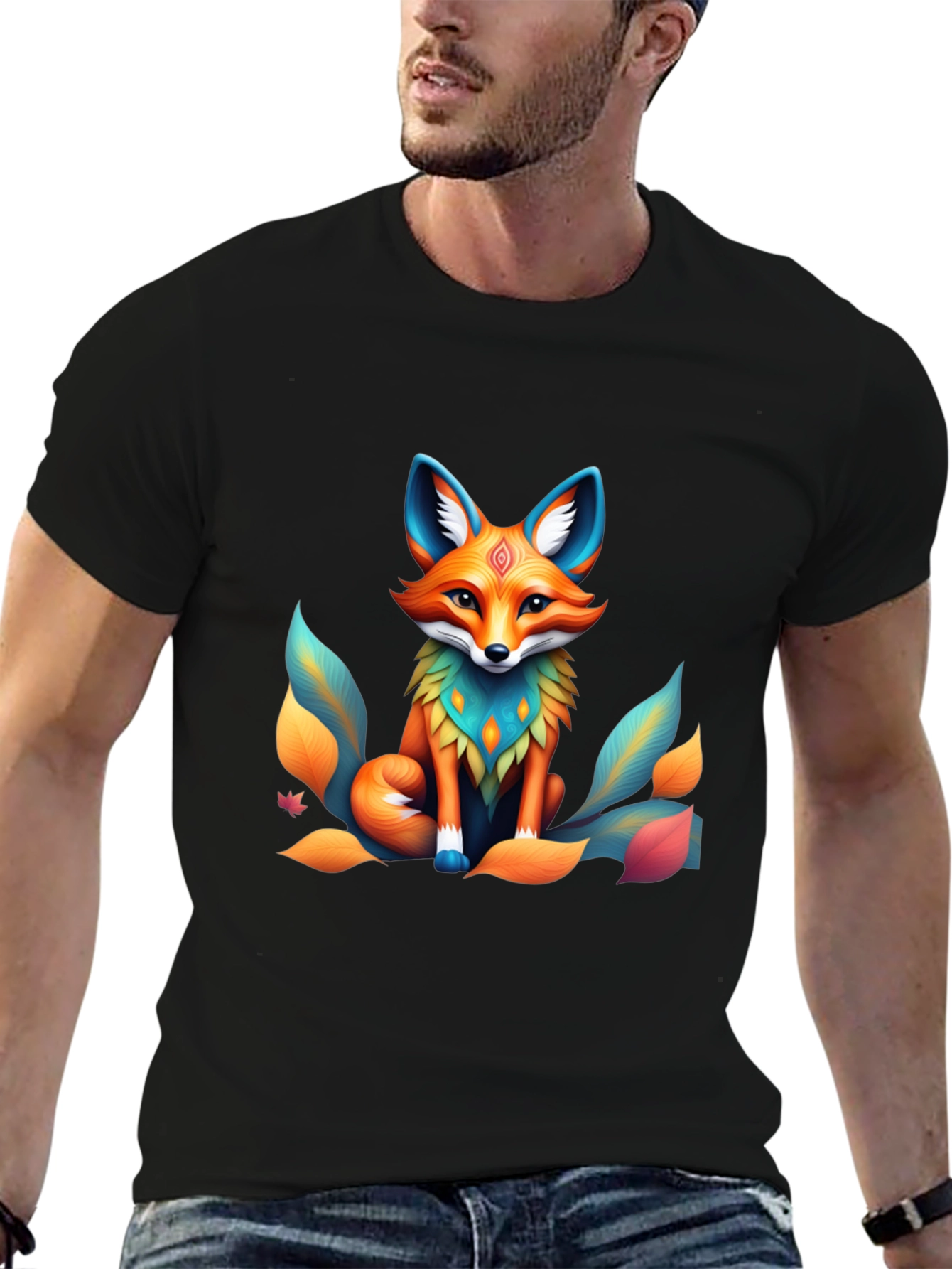 Fox Graphic Tee - Artistic Animal Design