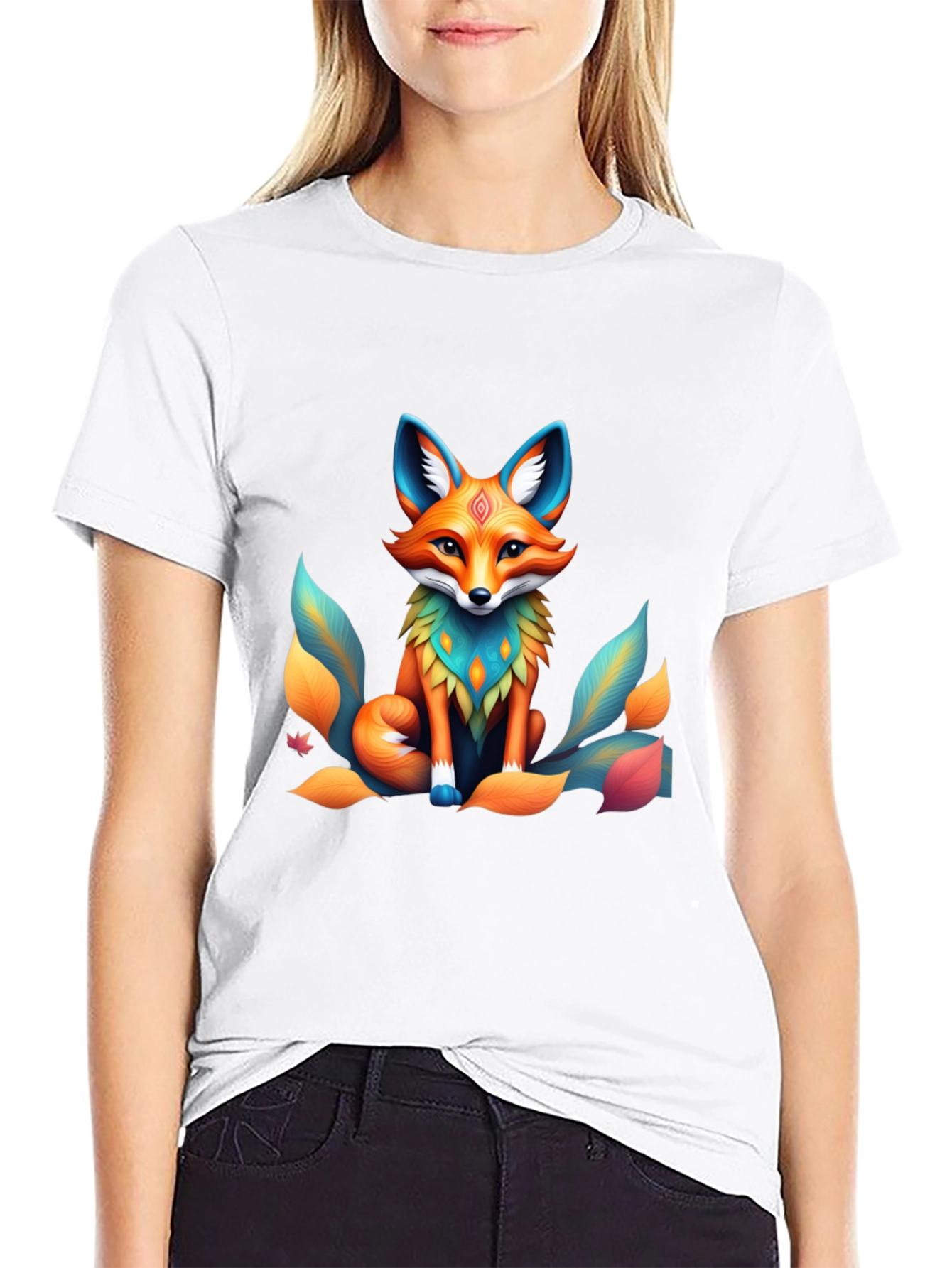 Fox Graphic Tee - Artistic Animal Design