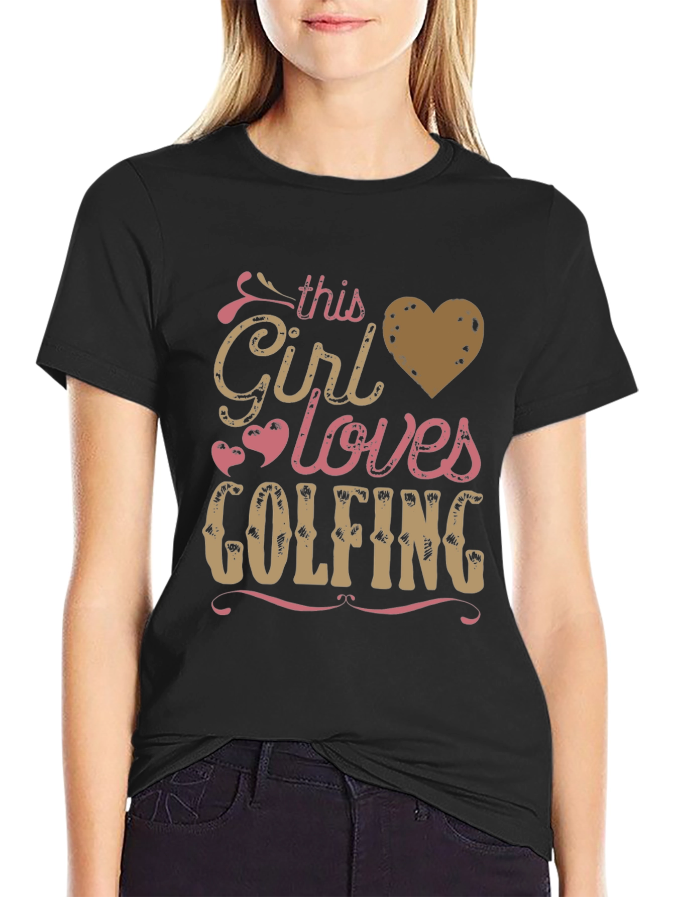 This Girl Loves Golfing Tee - Black