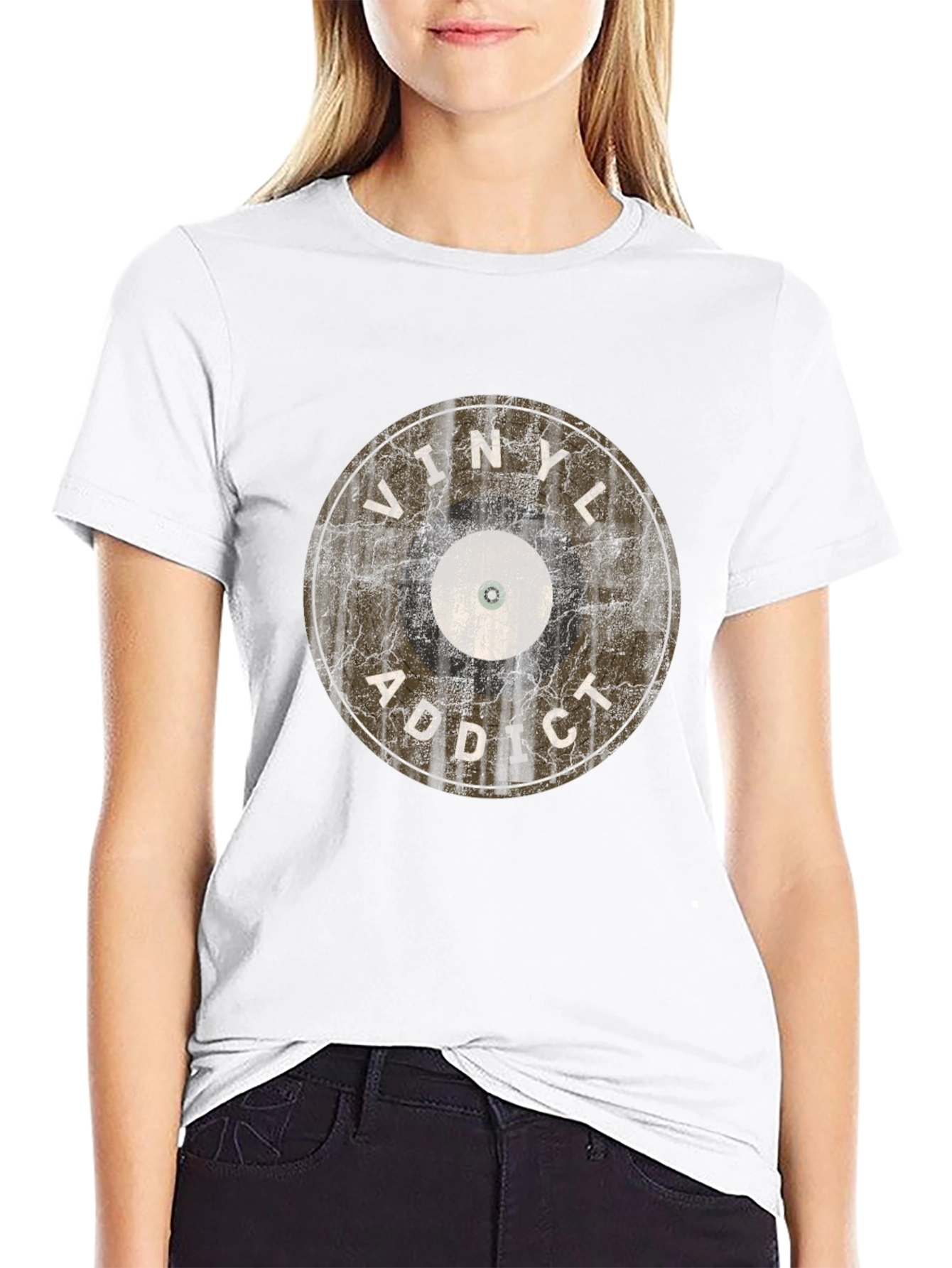 Vinyl Addict Graphic T-Shirt - Retro Music Lover Tee