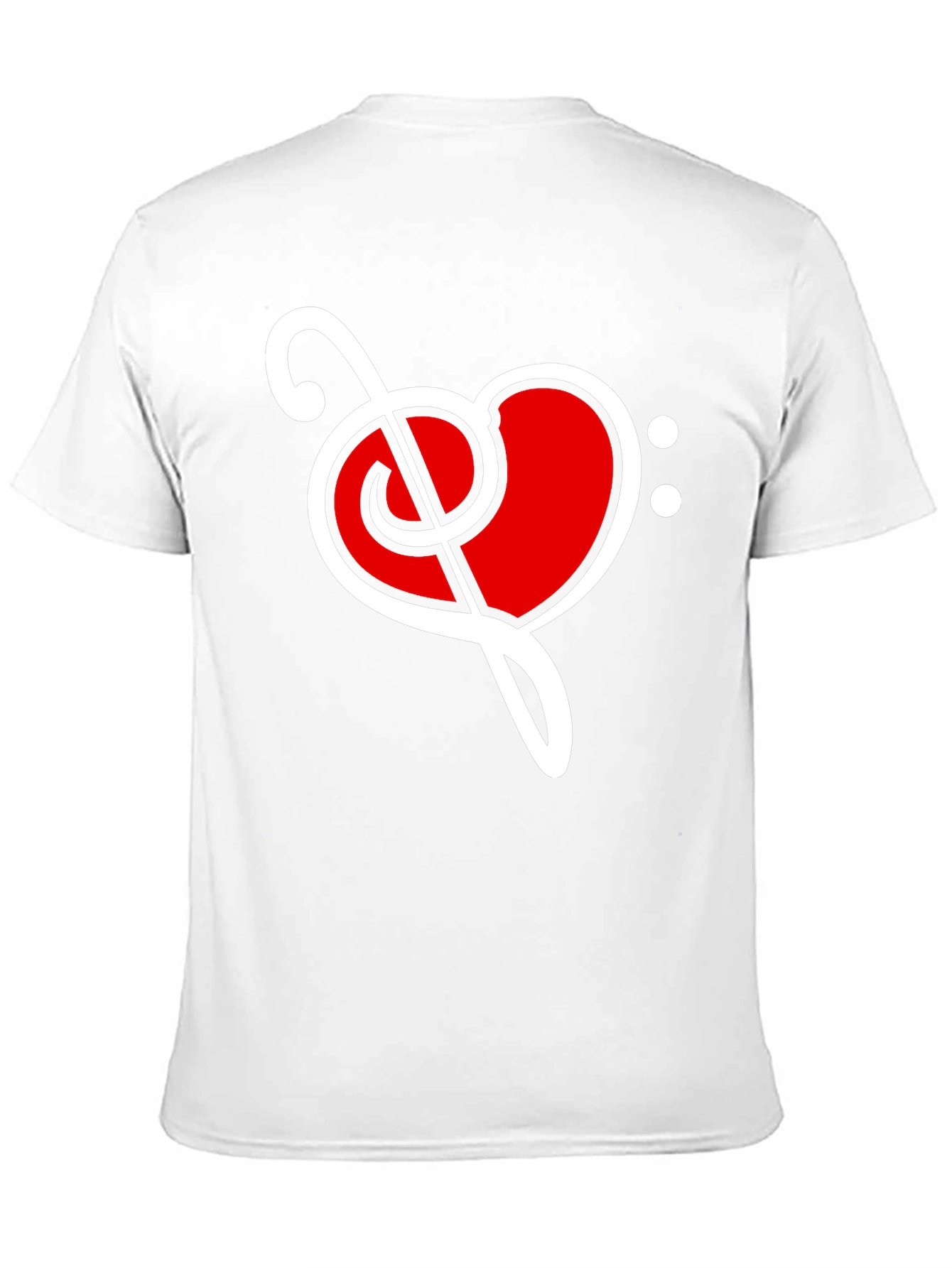 Music Love T-Shirt - Heart Bass Clef Graphic Tee