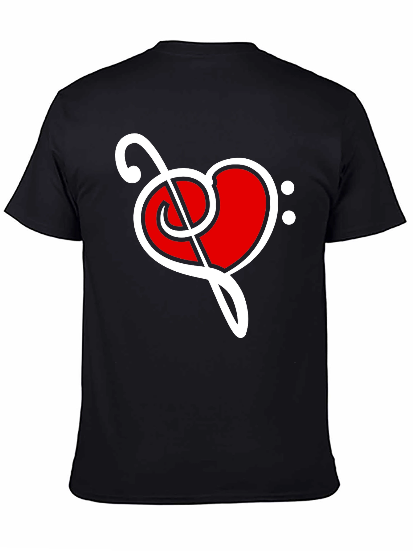 Music Love T-Shirt - Heart Bass Clef Graphic Tee