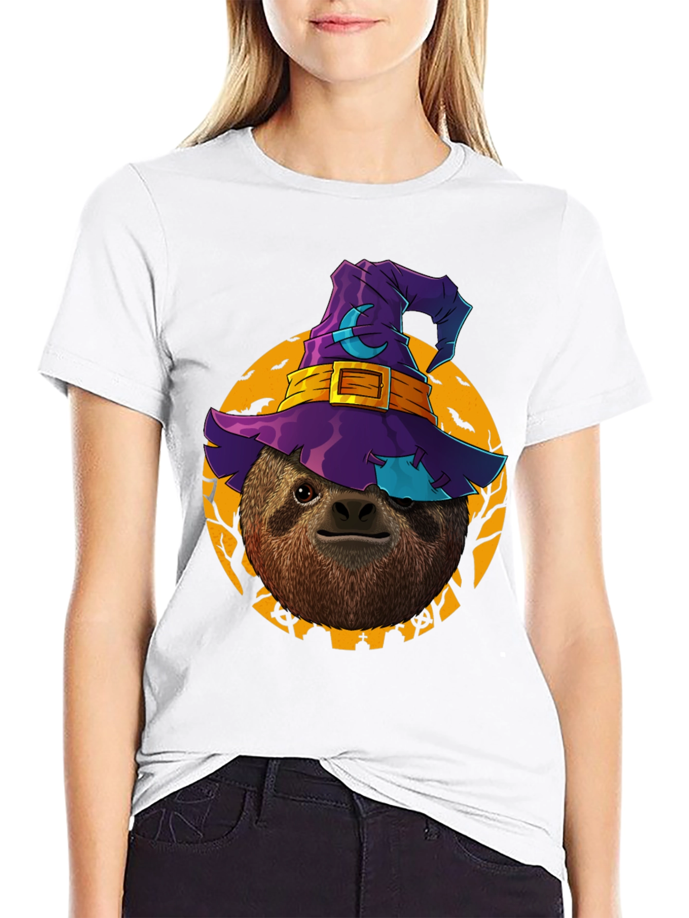 Halloween Sloth Witch T-Shirt - Spooky & Fun