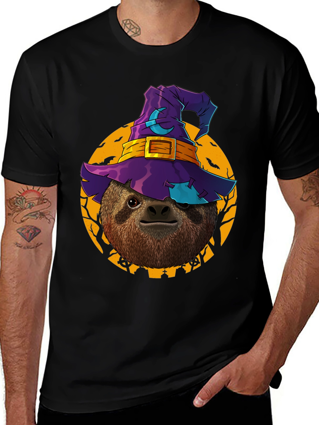 Halloween Sloth Witch T-Shirt - Spooky & Fun
