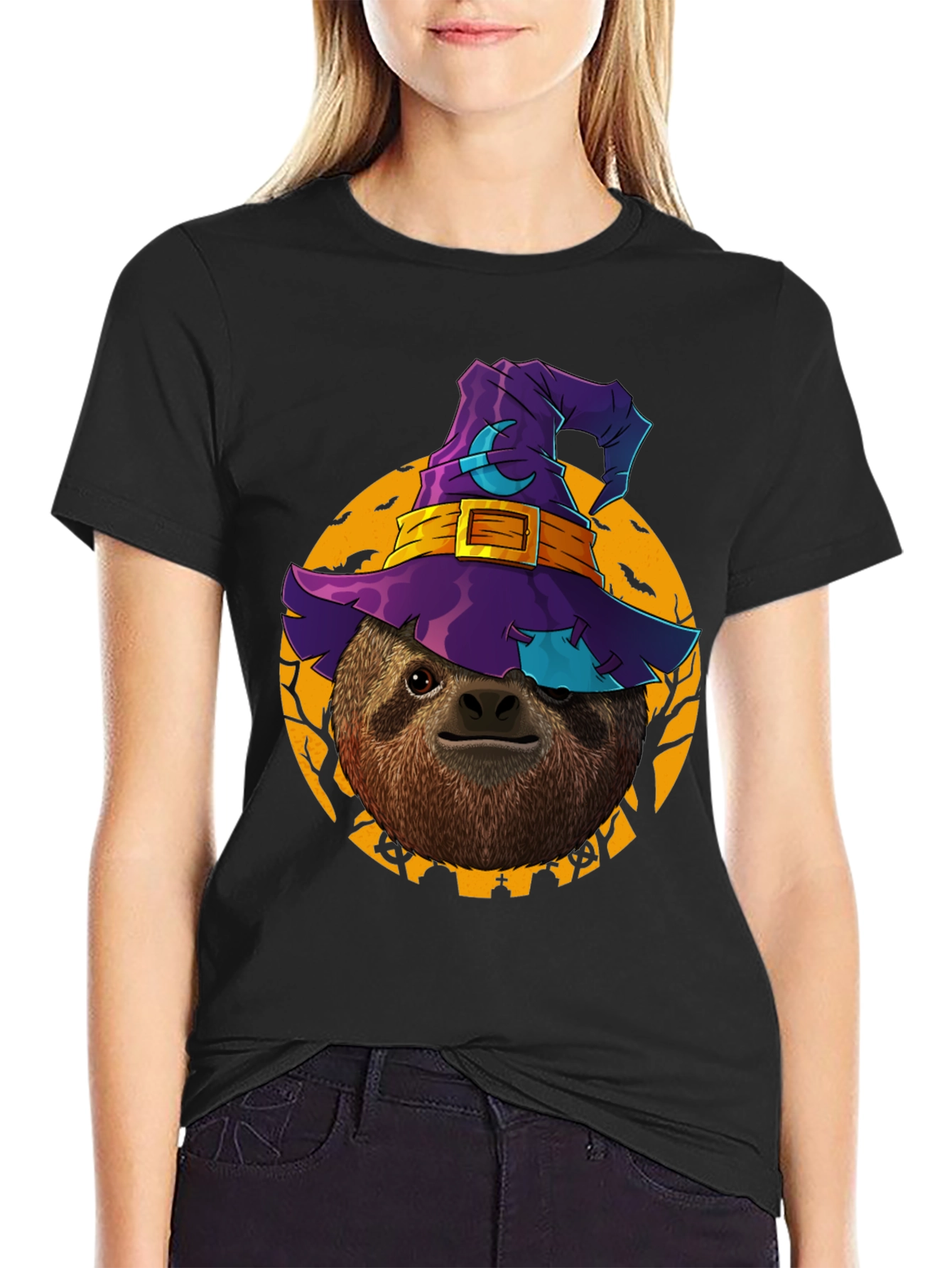 Halloween Sloth Witch T-Shirt - Spooky & Fun