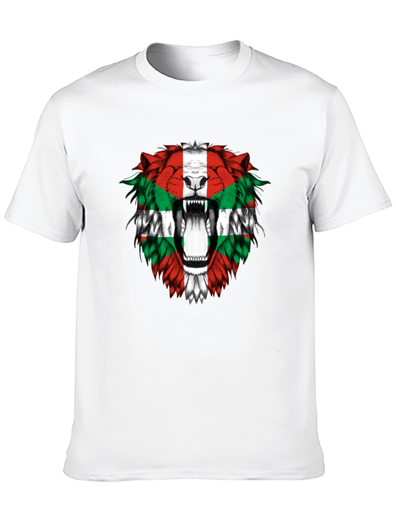 Basque Flag Lion Graphic Tee - Black Cotton T-Shirt