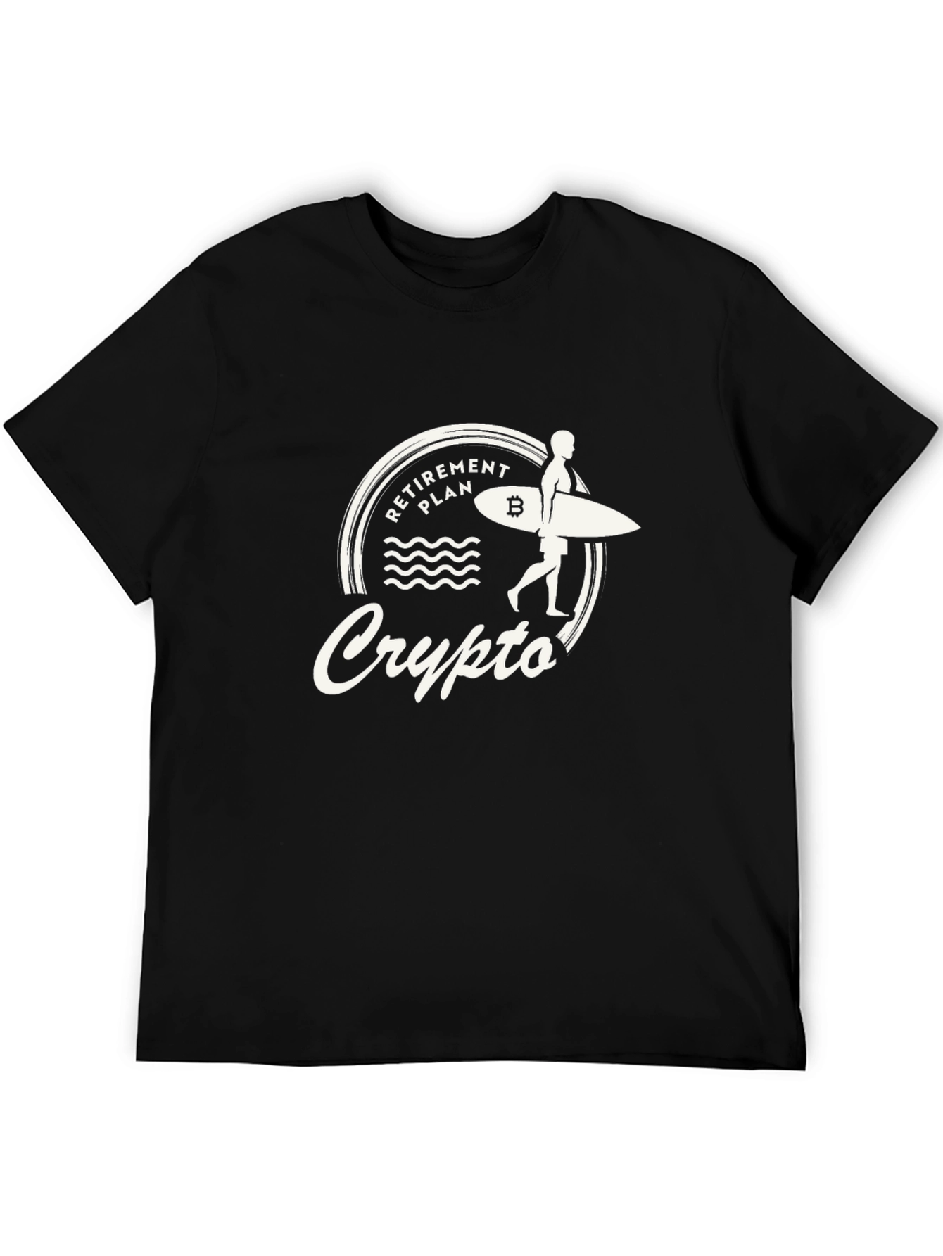 Crypto Retirement Plan T-Shirt Bitcoin Surfer Tee